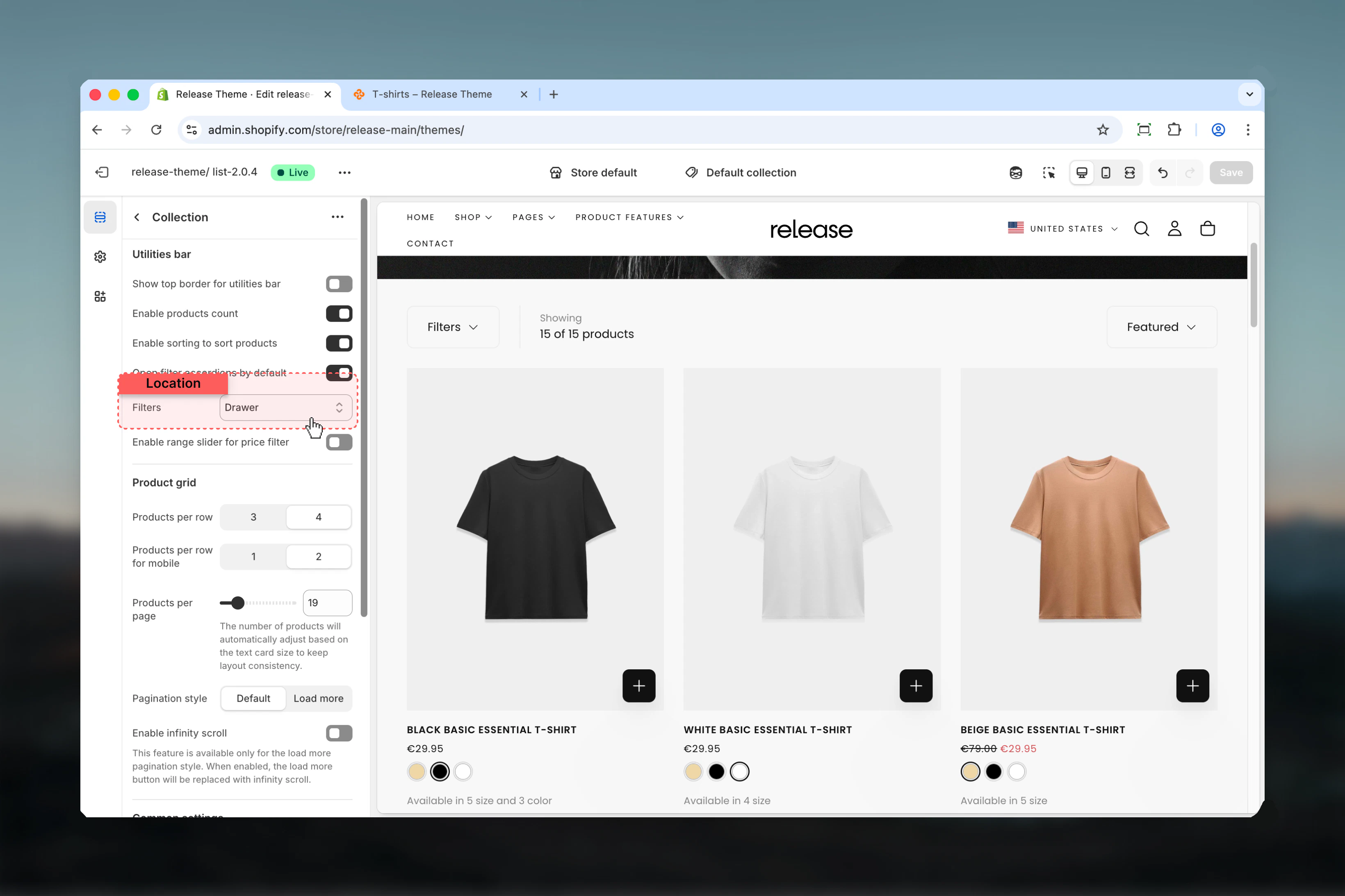 Filter display styles