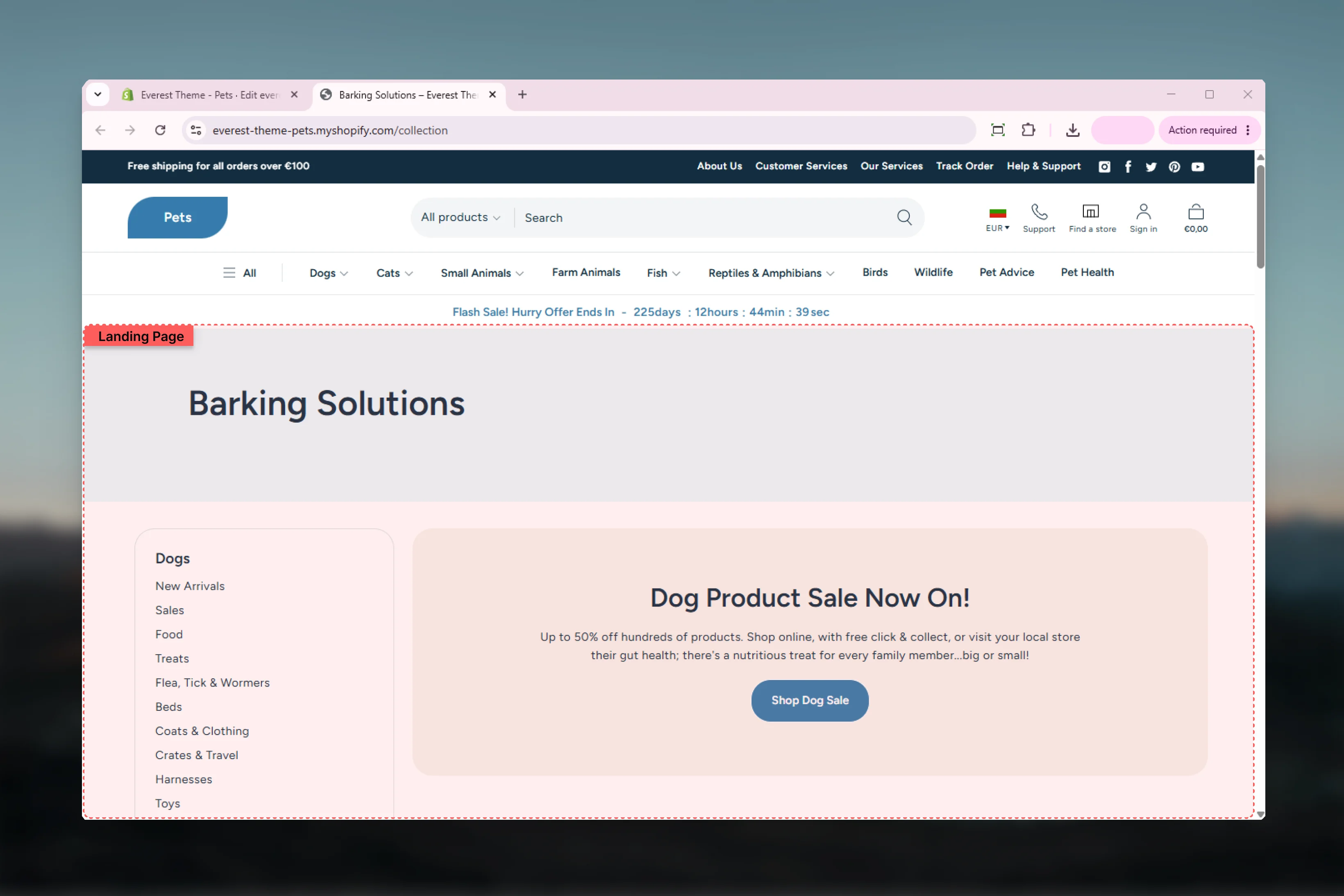 Collection Landing Page overview