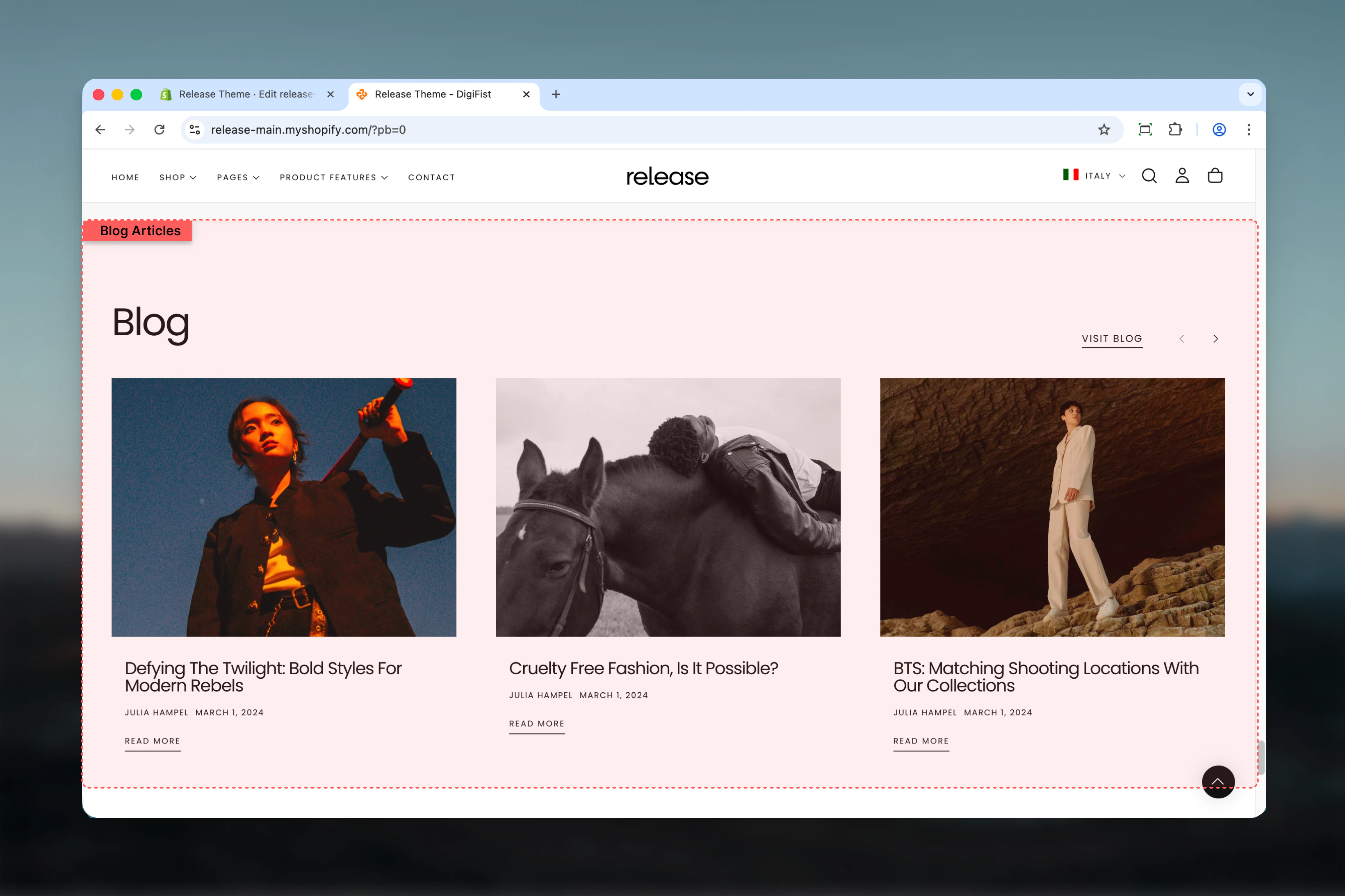 Blog Articles section overview