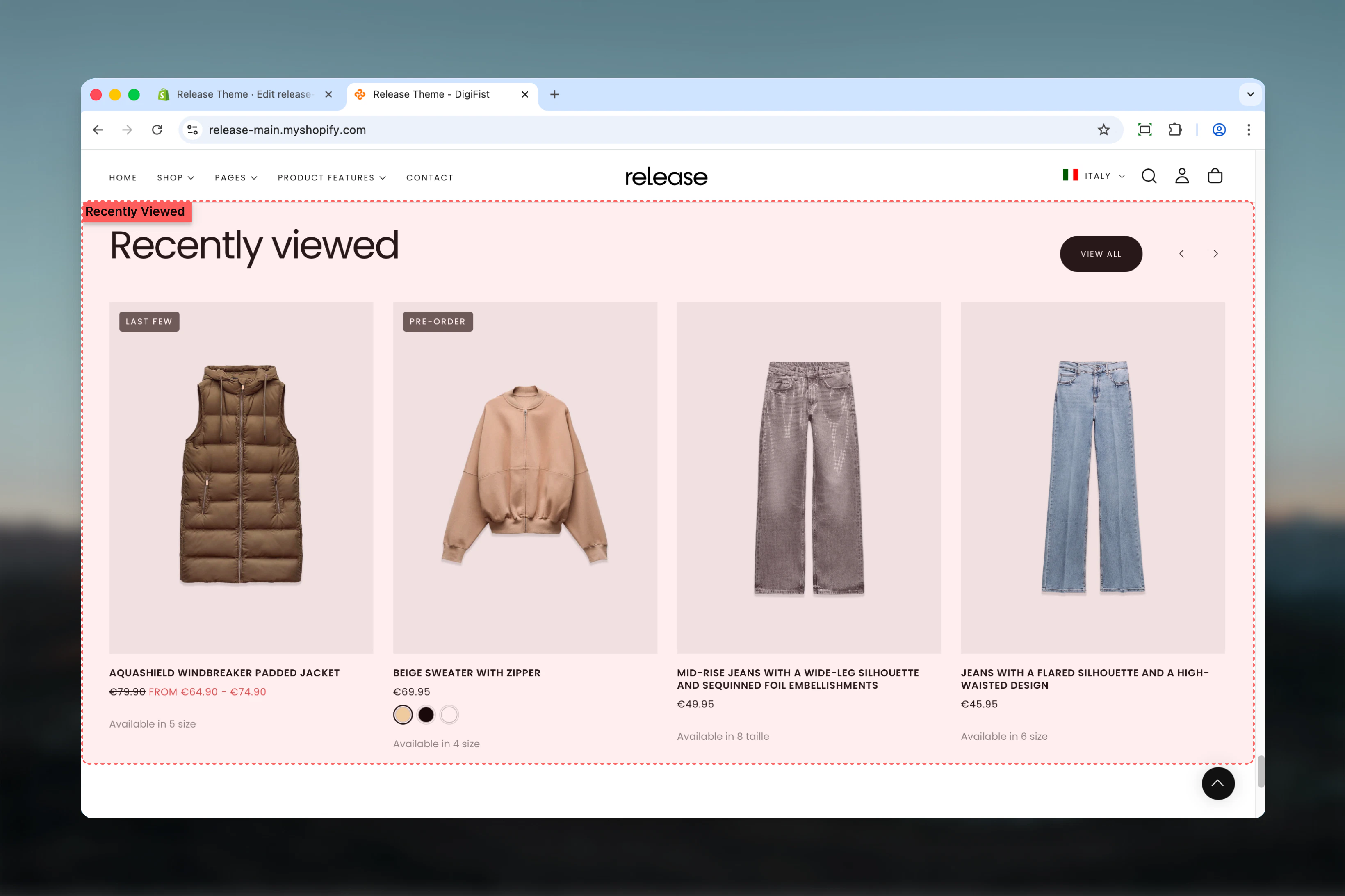 Recently Viewed Products section overview