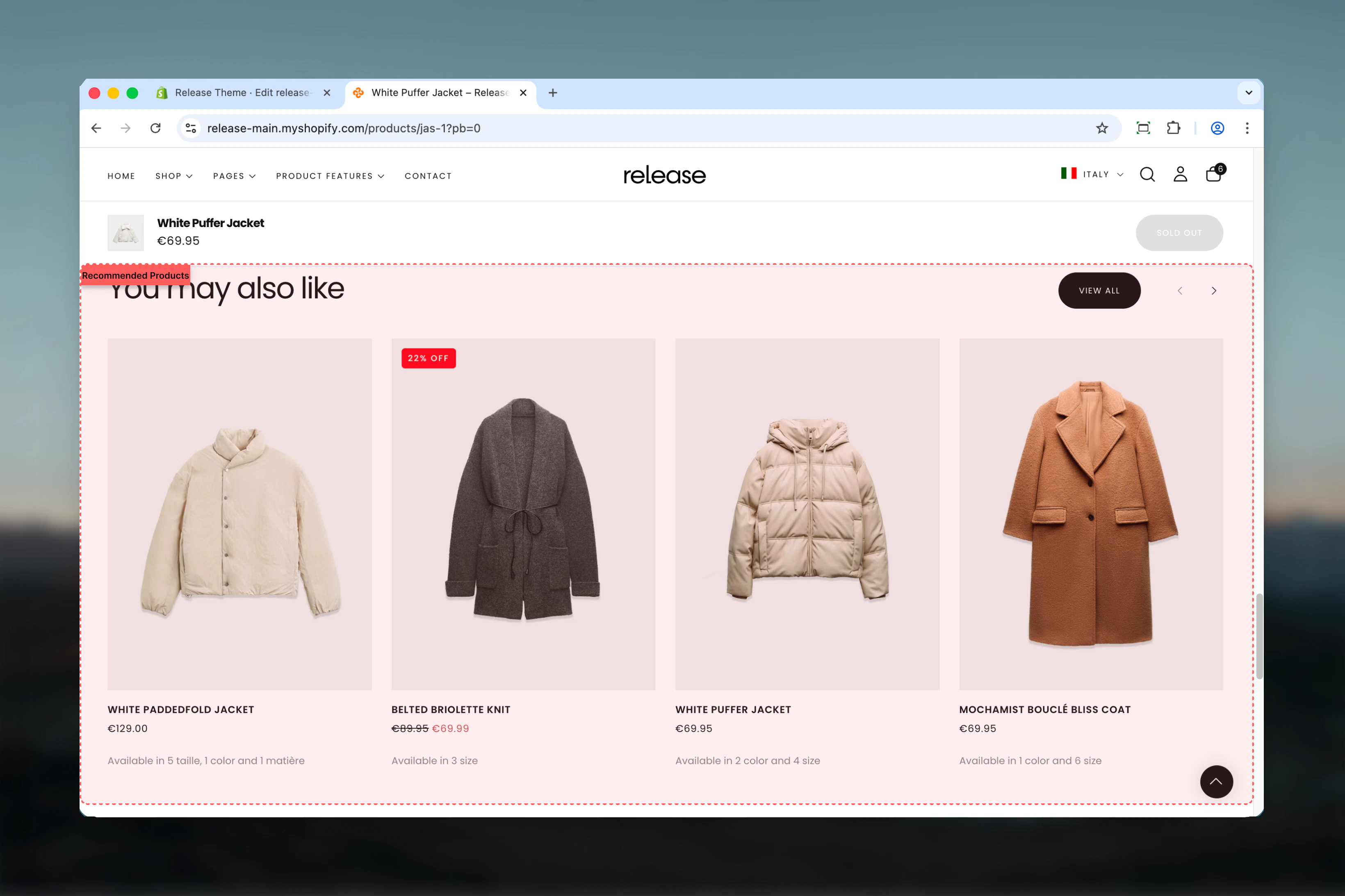 Recommended Products section overview