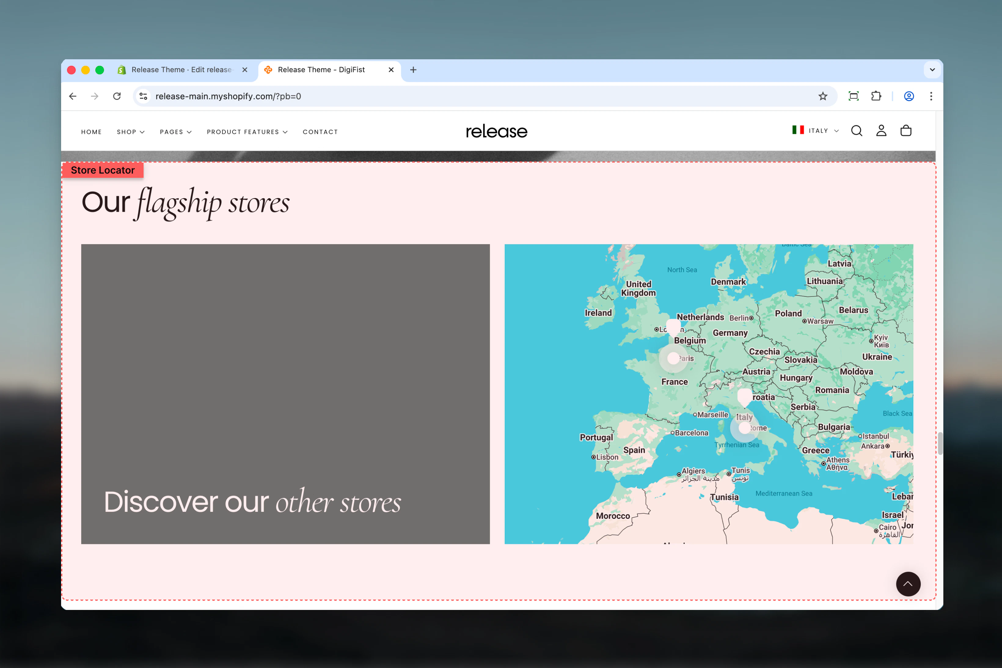 Store Locator section overview