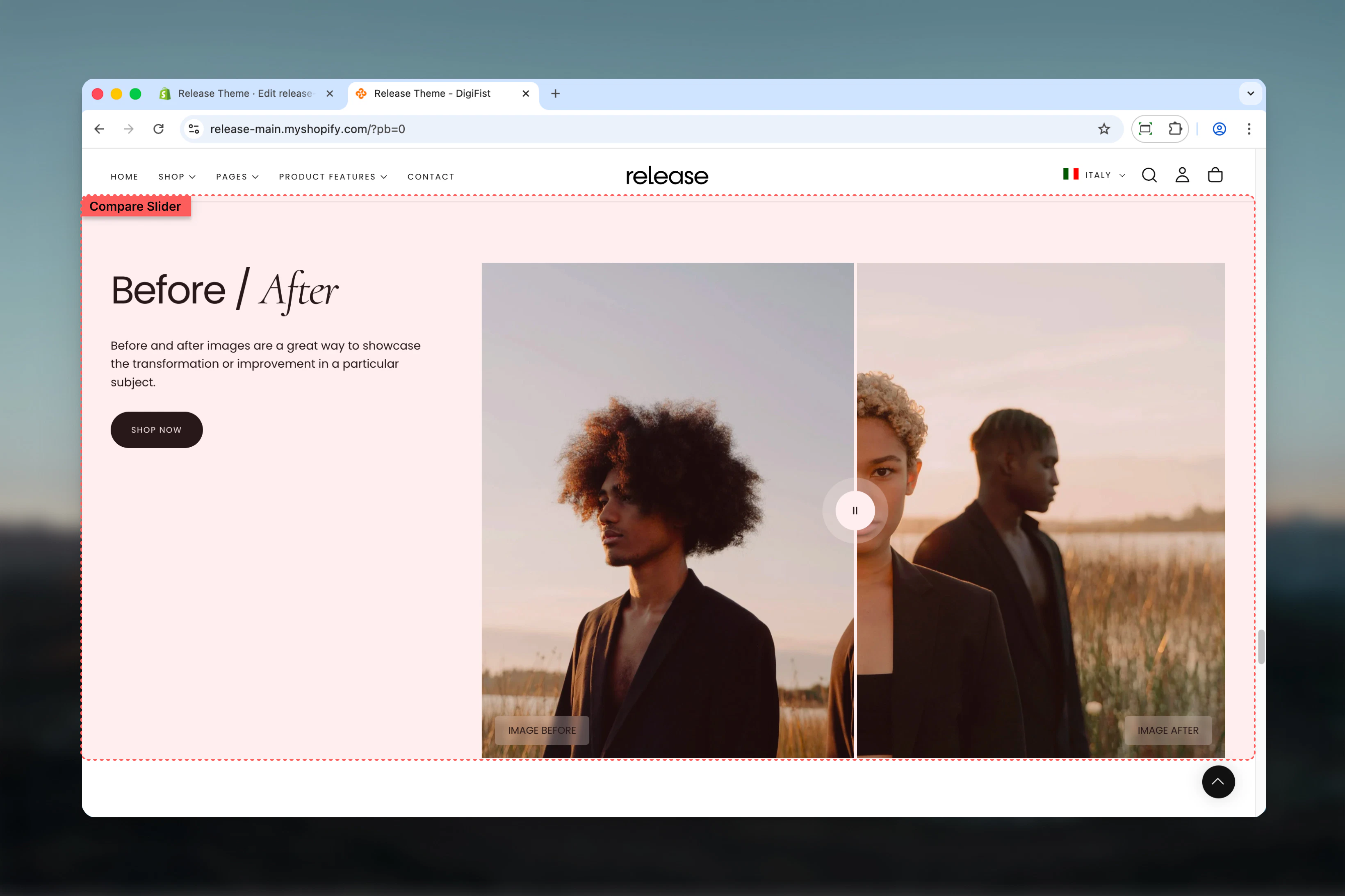 Compare Slider section overview
