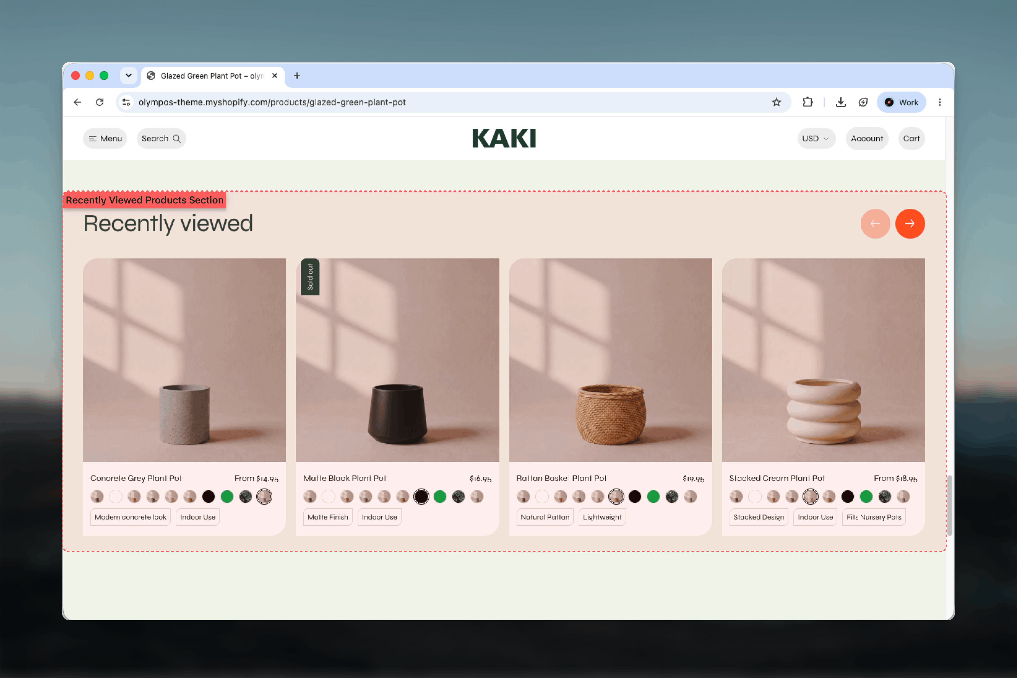 Recently viewed products slider with a heading and product cards