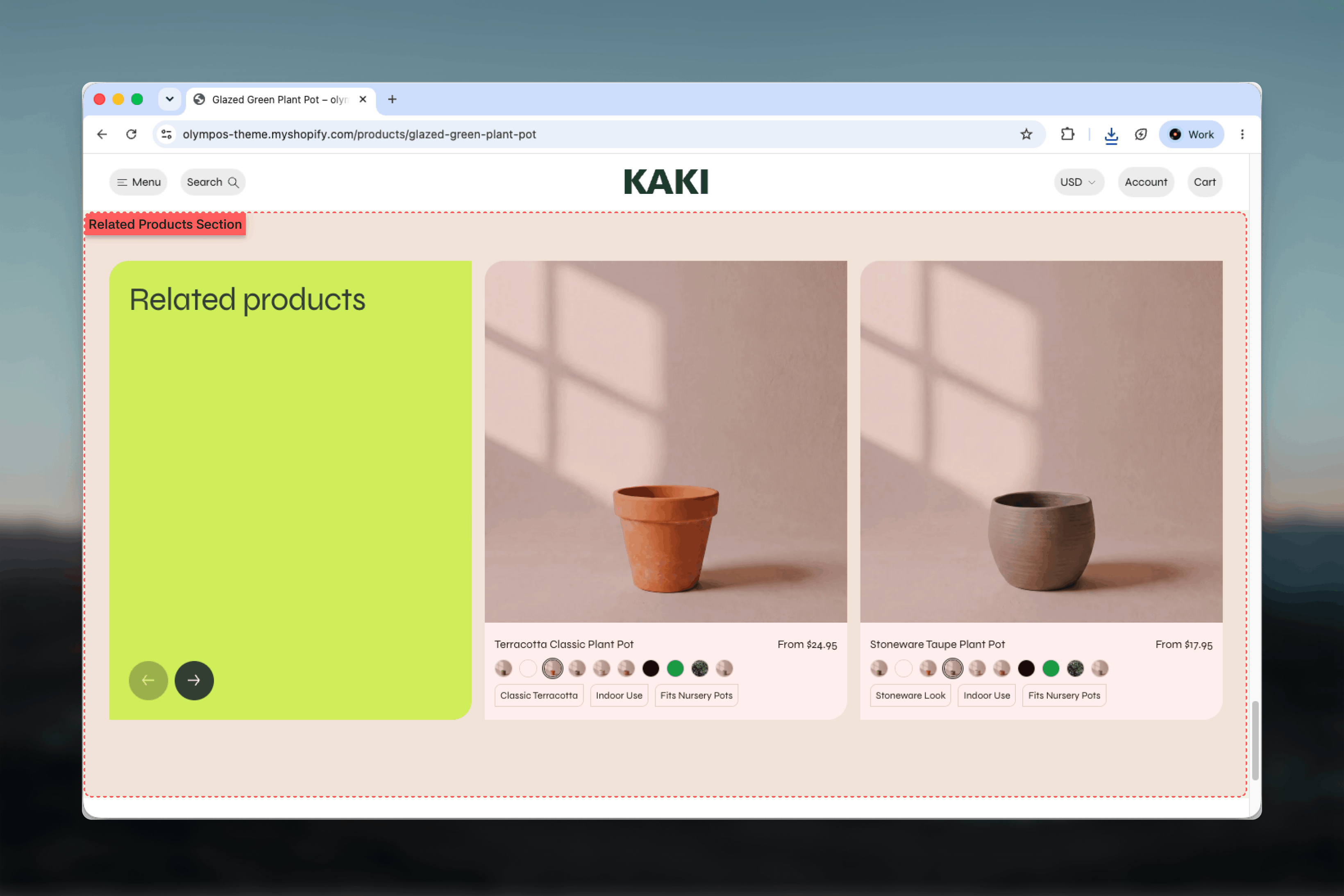 Related products slider under a product page
