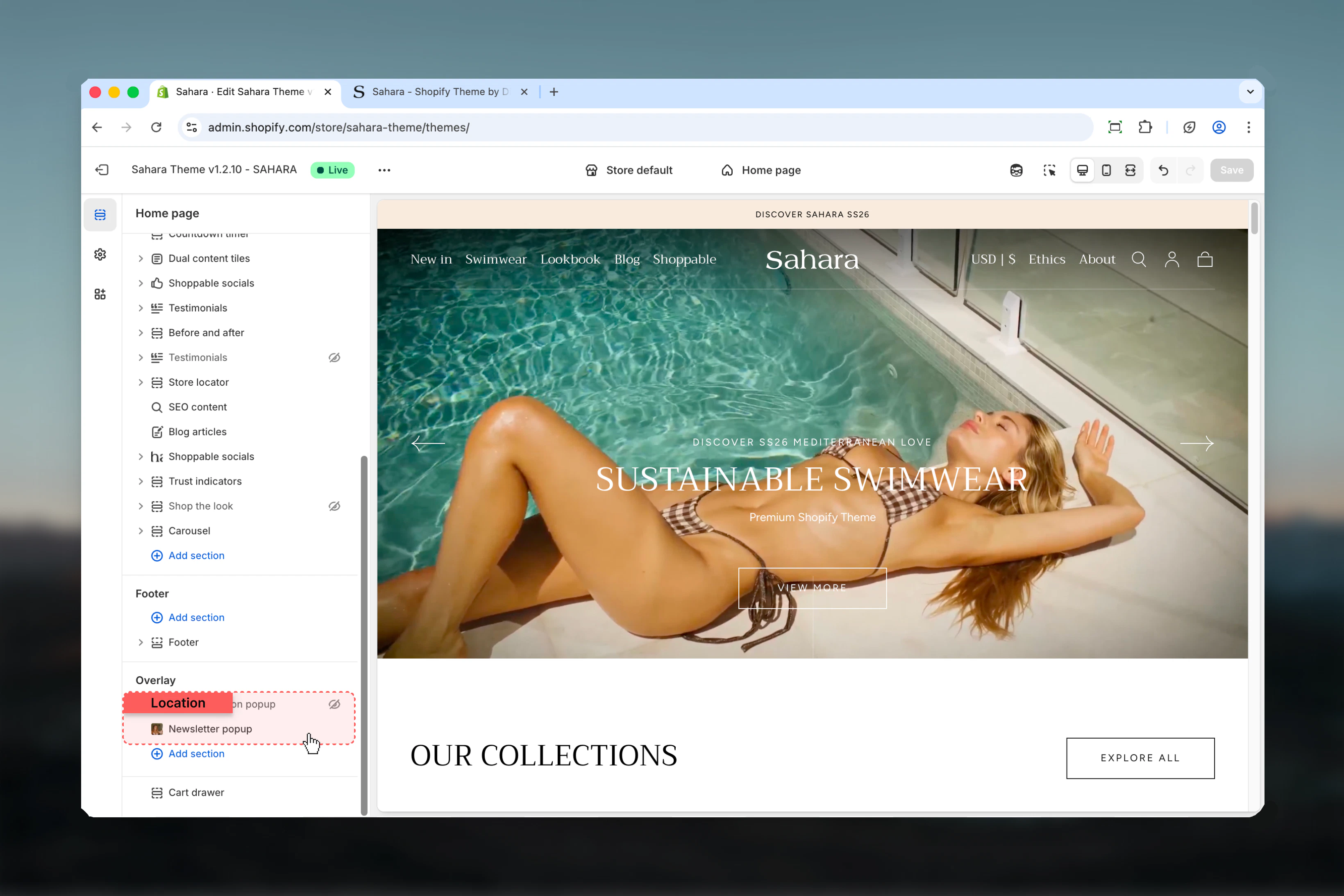 Newsletter popup in Theme Customizer