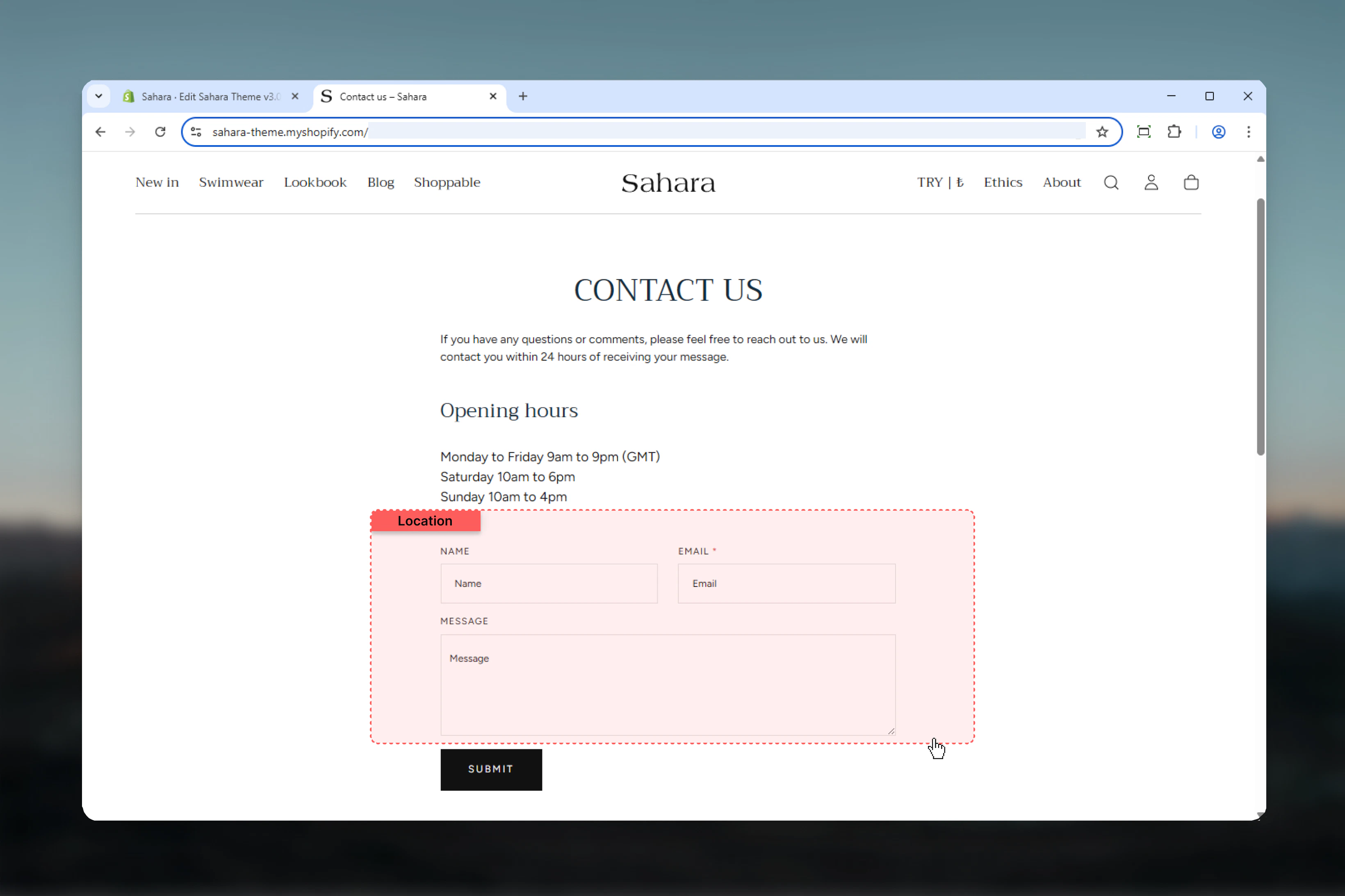 Contact form fields