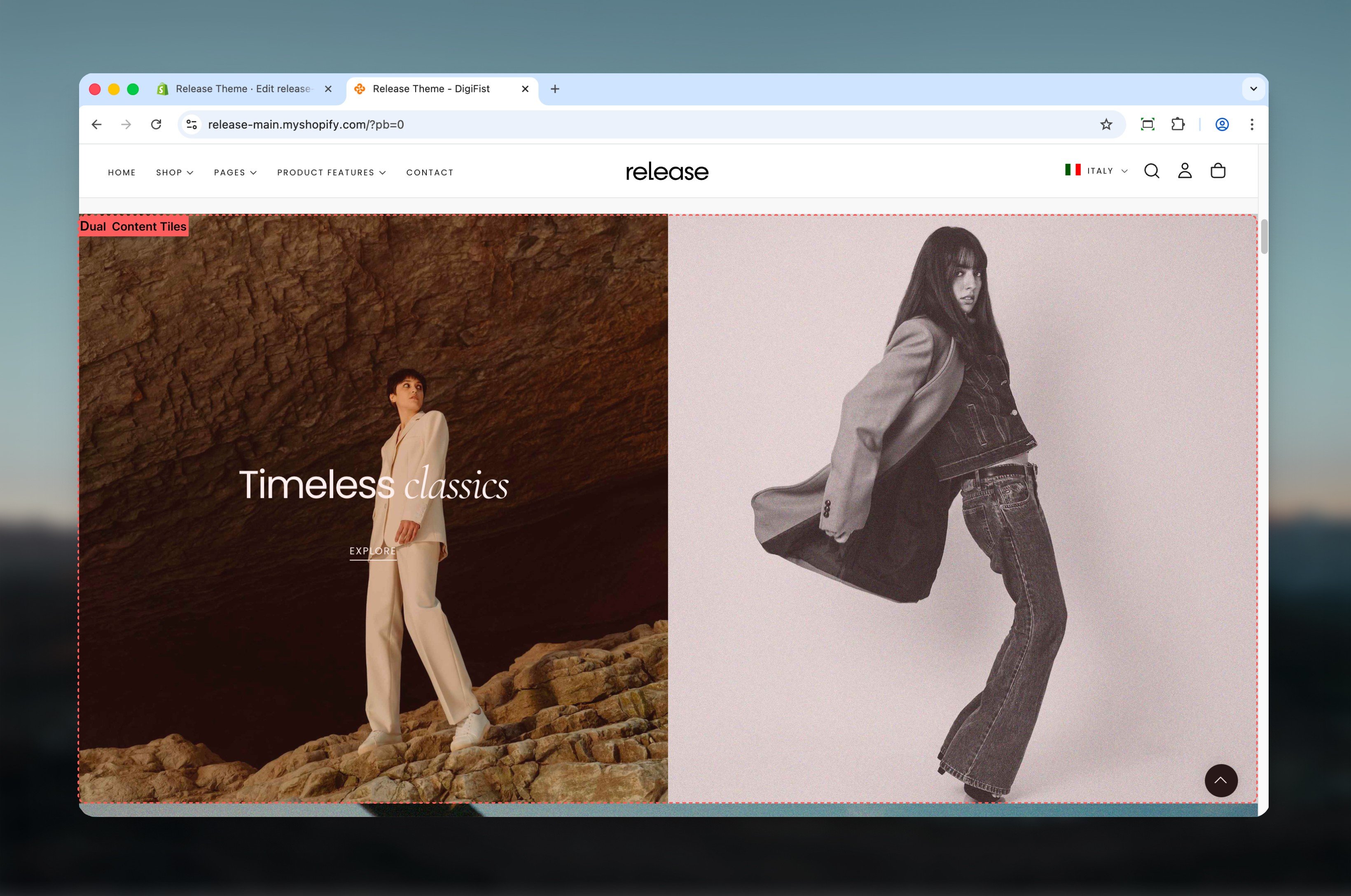 Dual Content Tiles section overview