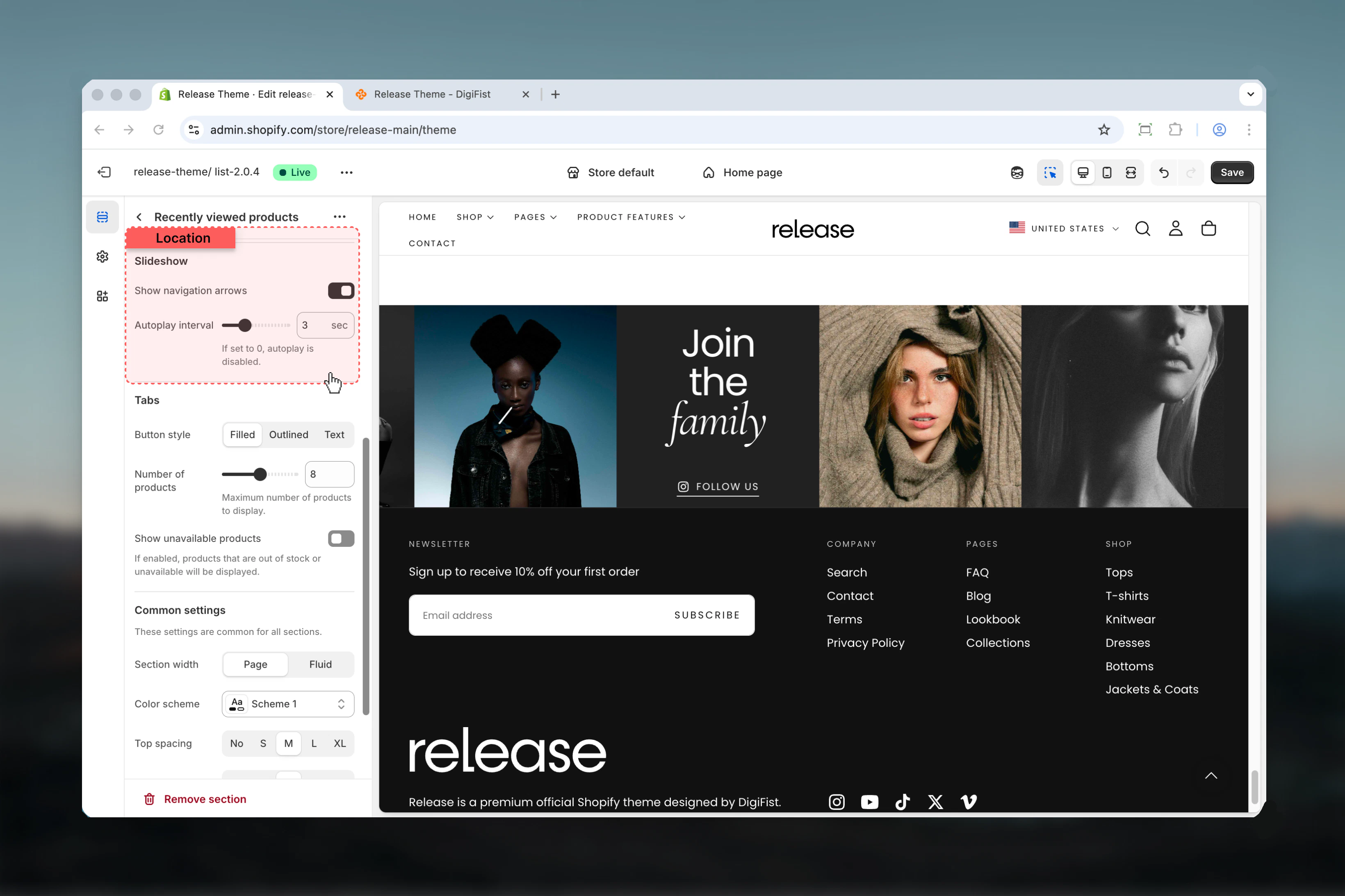 Slideshow configuration
