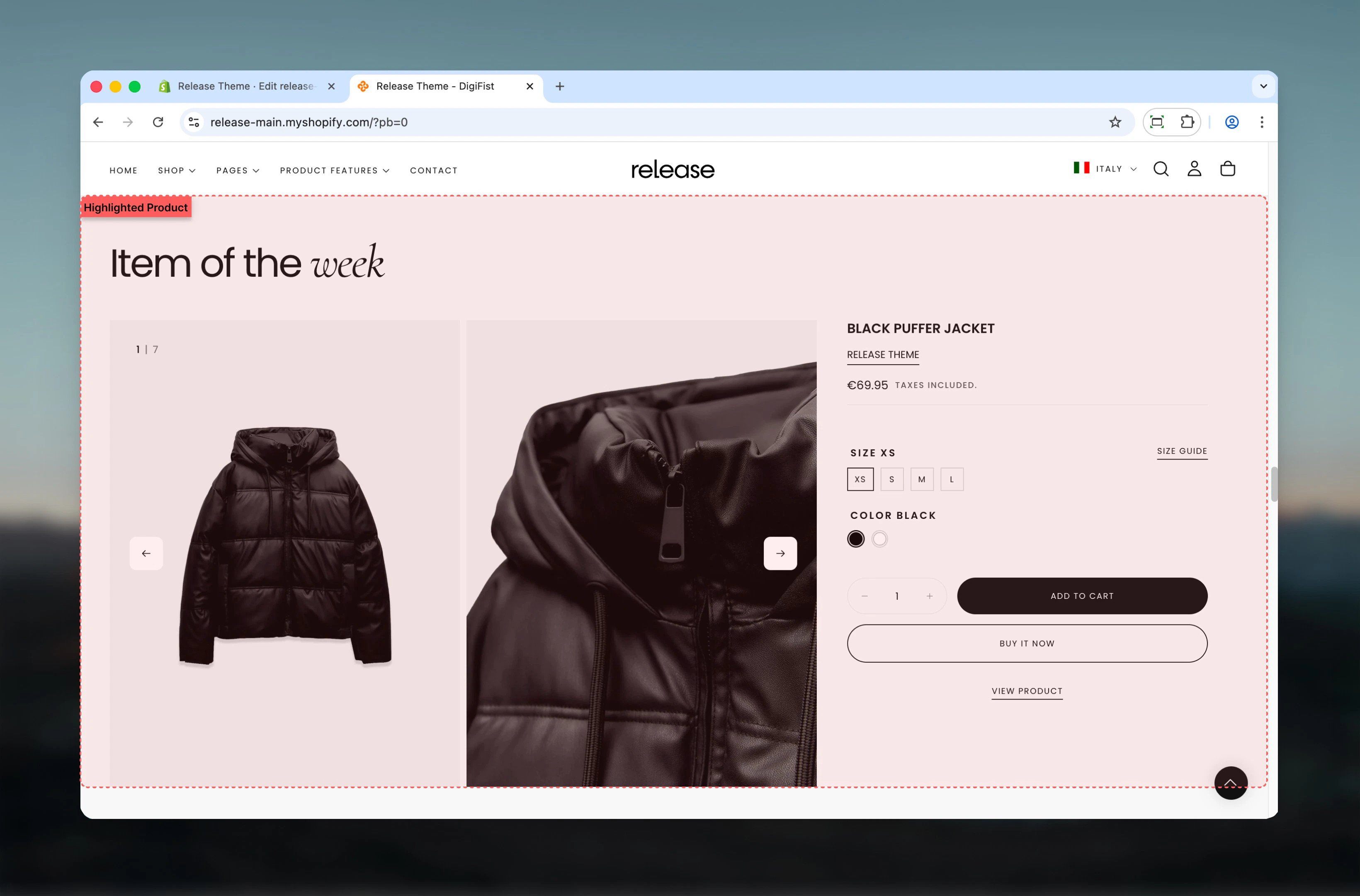 Highlighted Product section overview