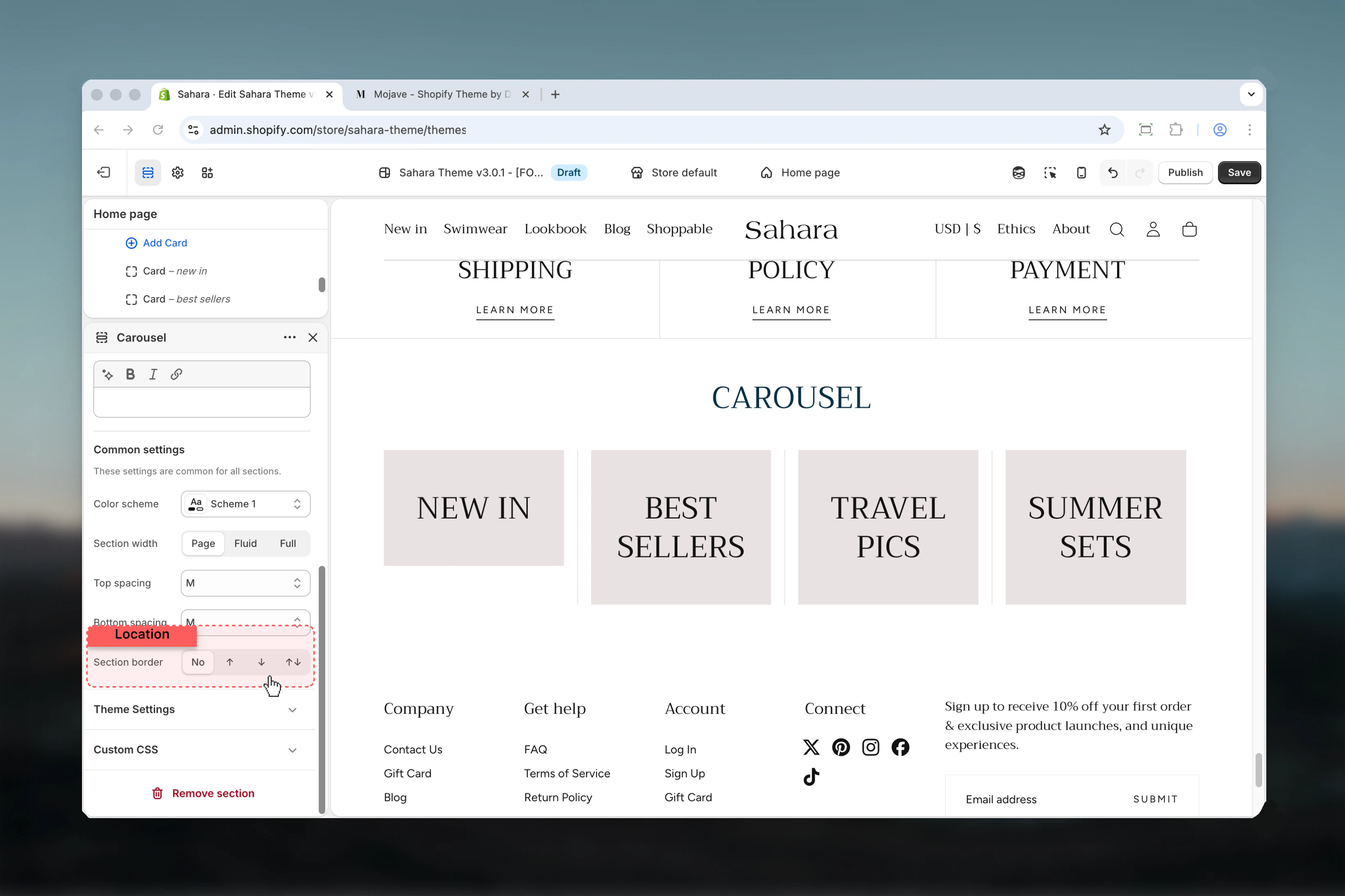 Styling options