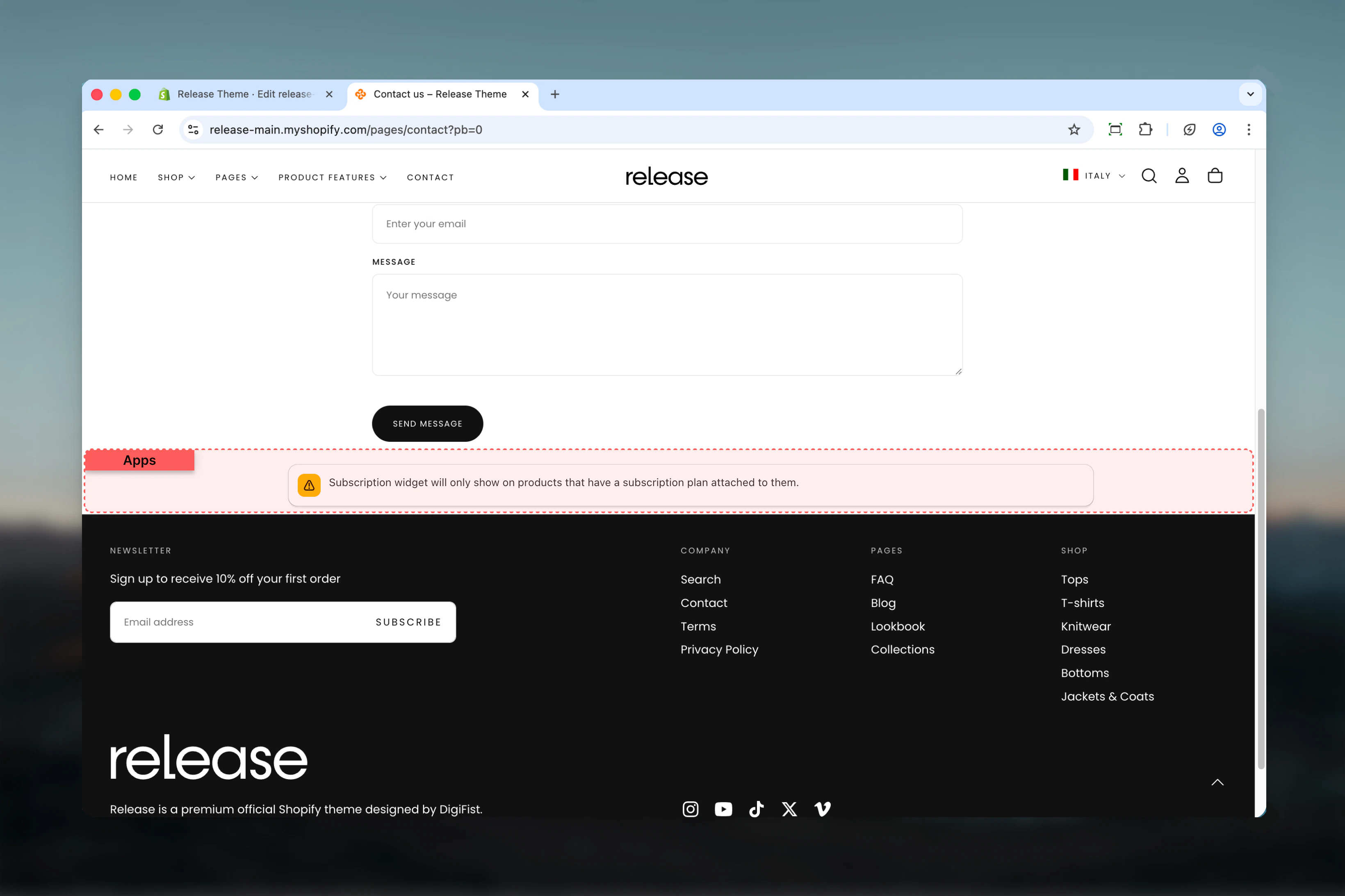 Apps section overview