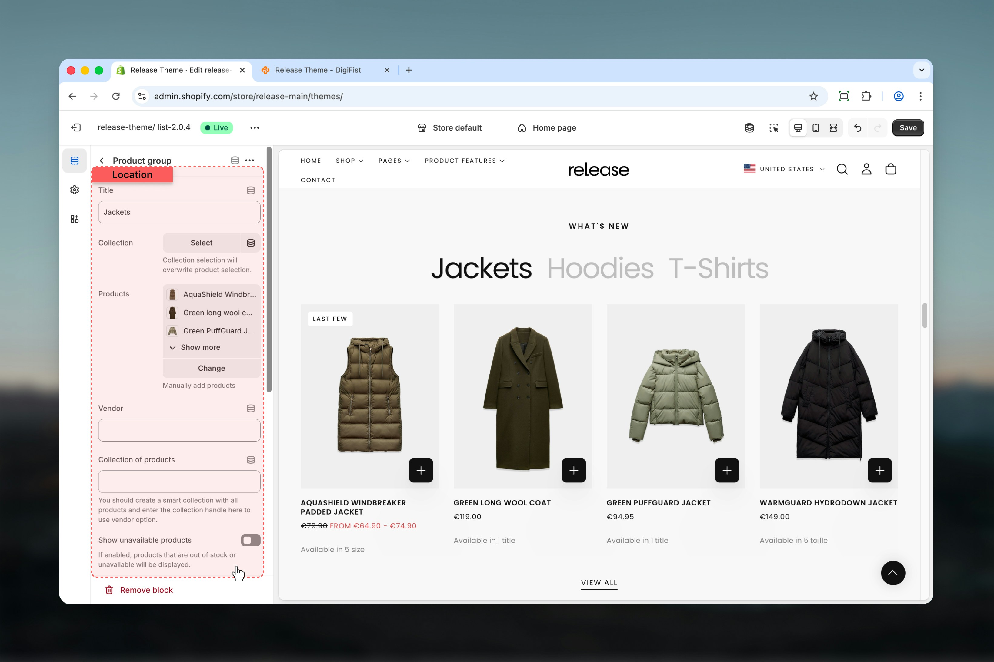Product source configuration options