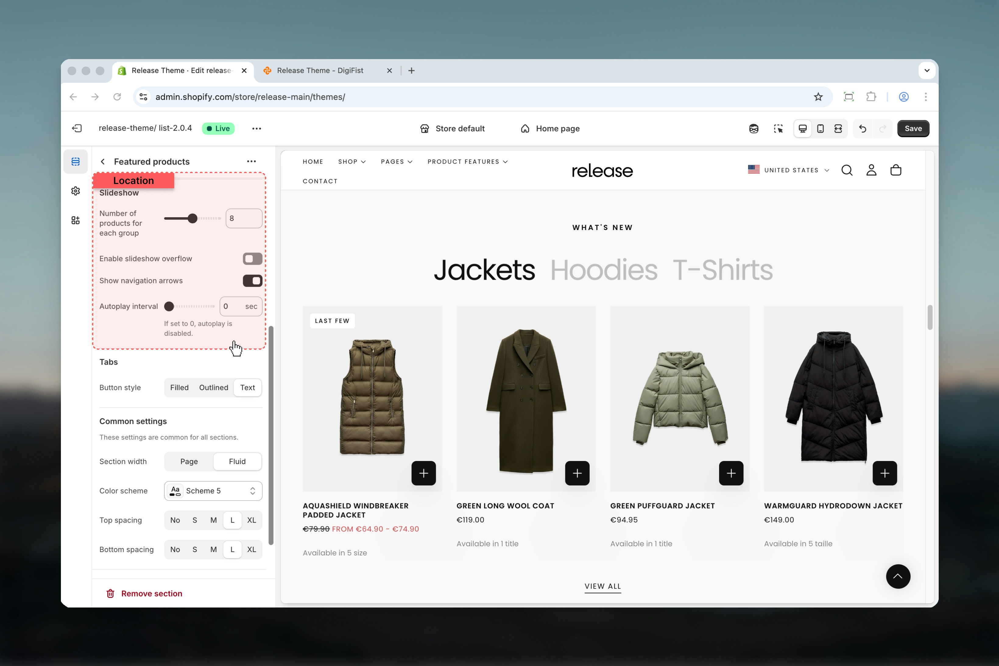 Slideshow configuration settings