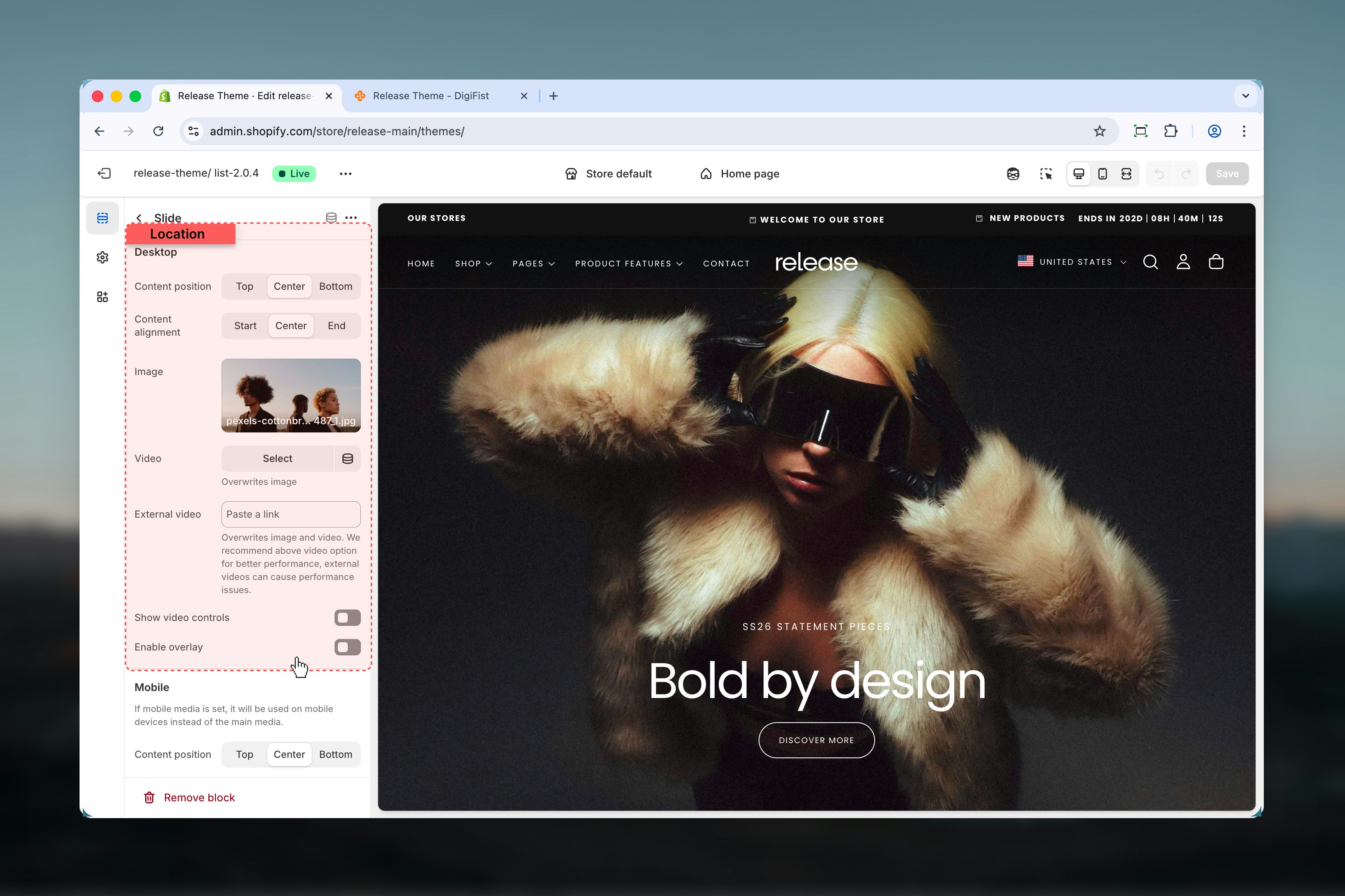 Enable overlay setting for desktop