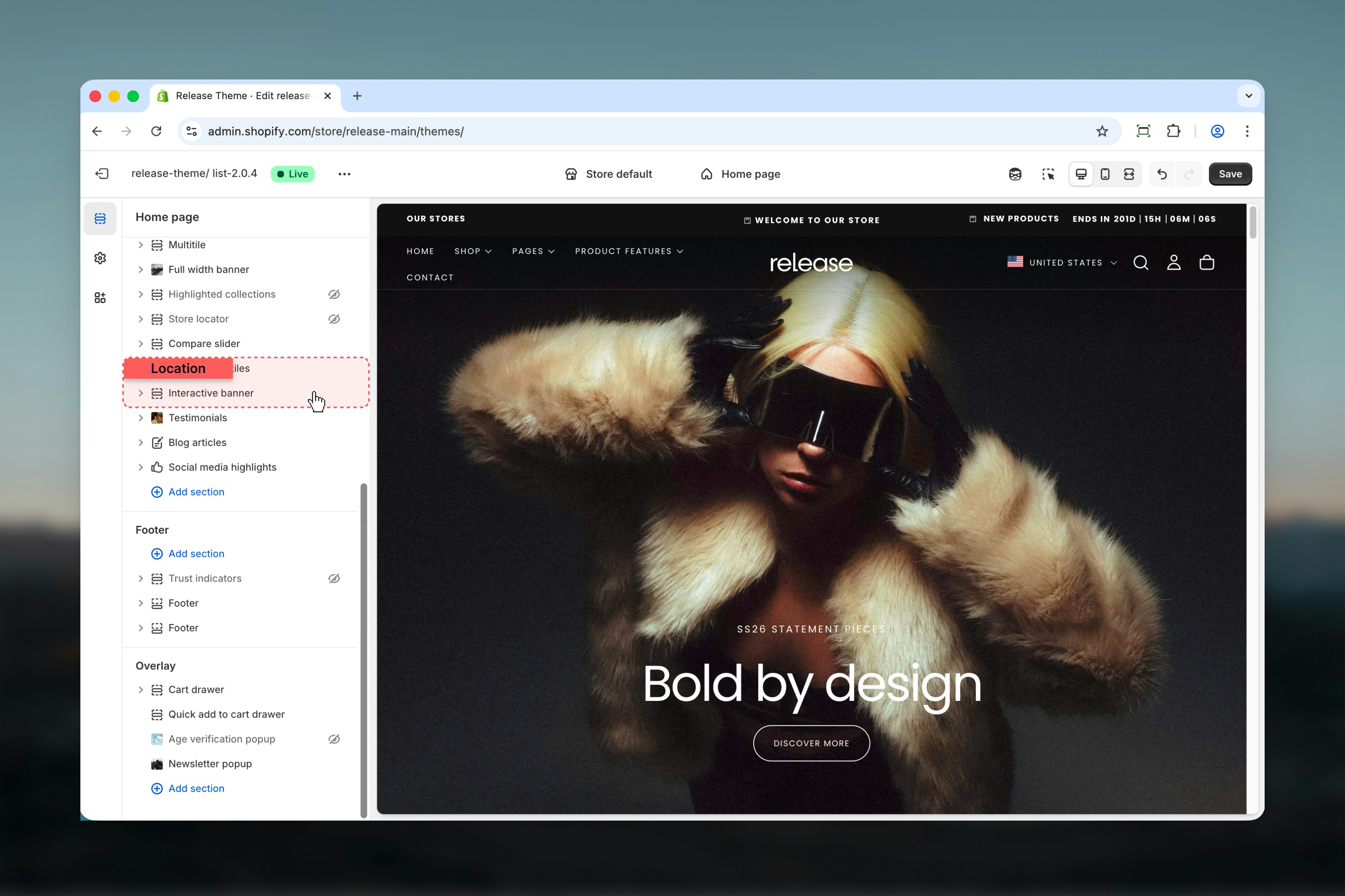 Interactive Banner section in Theme Customizer