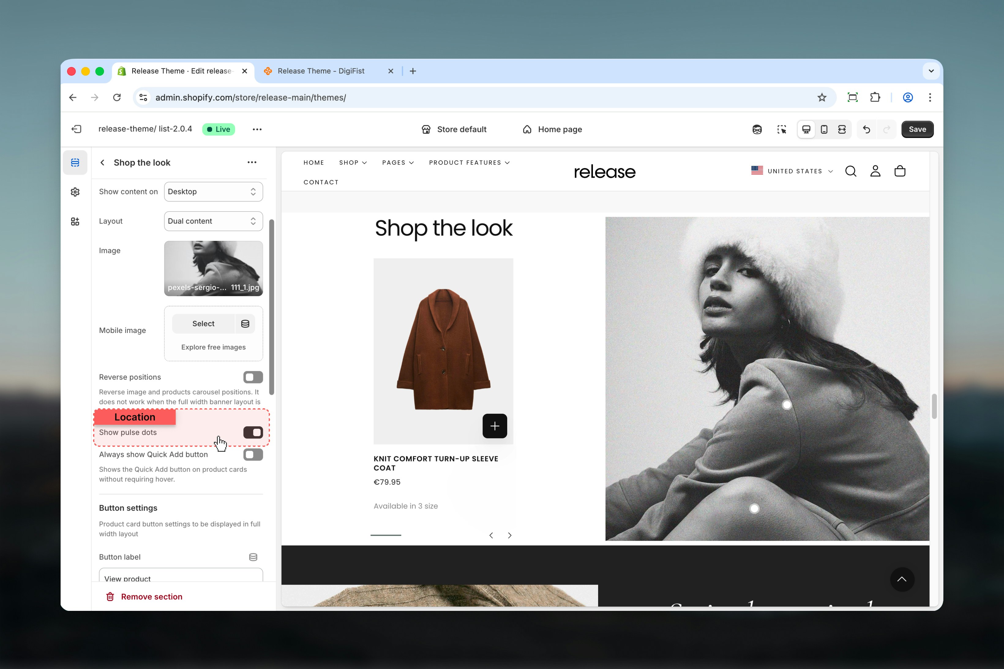 Pulse dots interactive feature