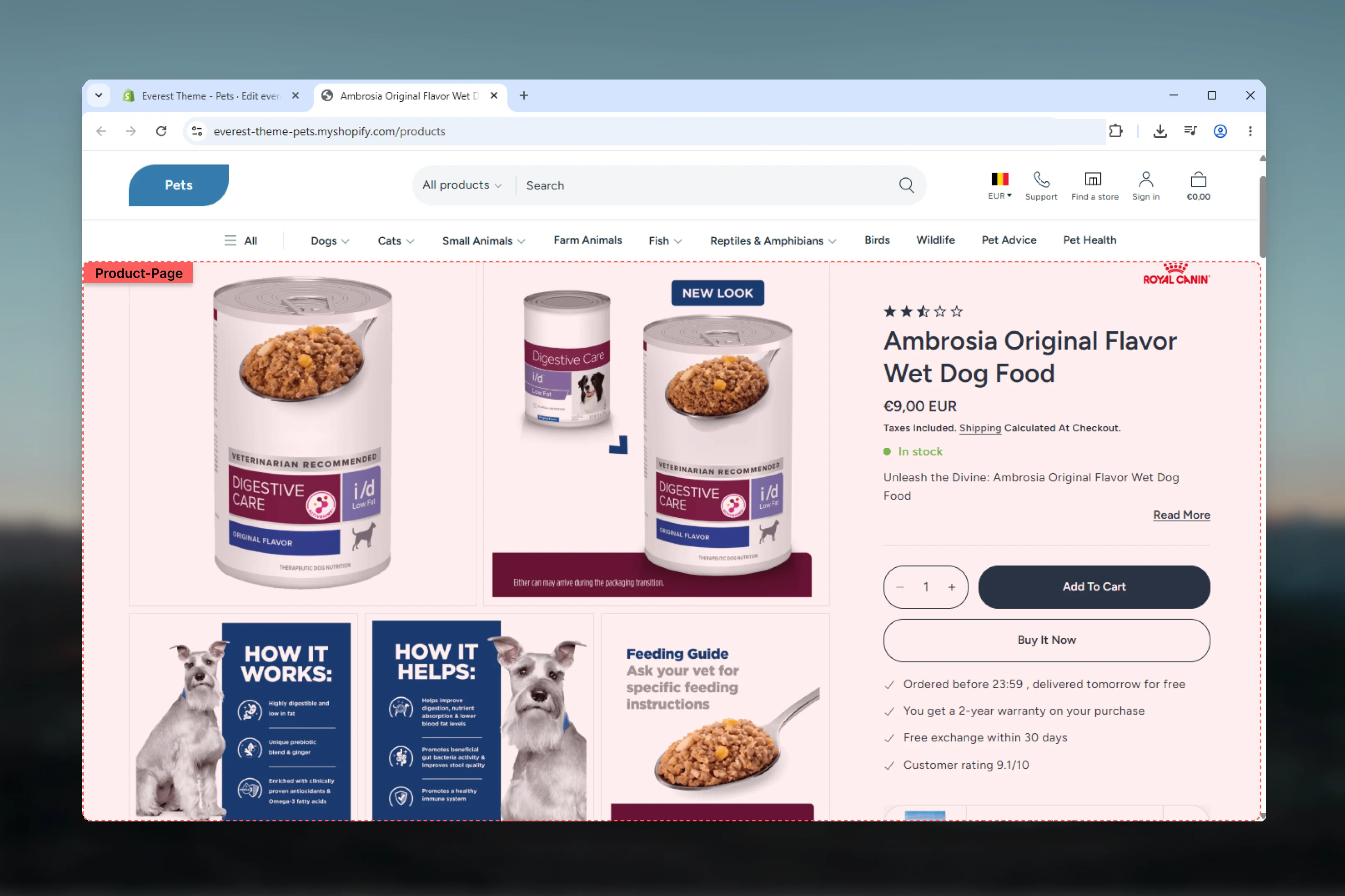 Product Page overview