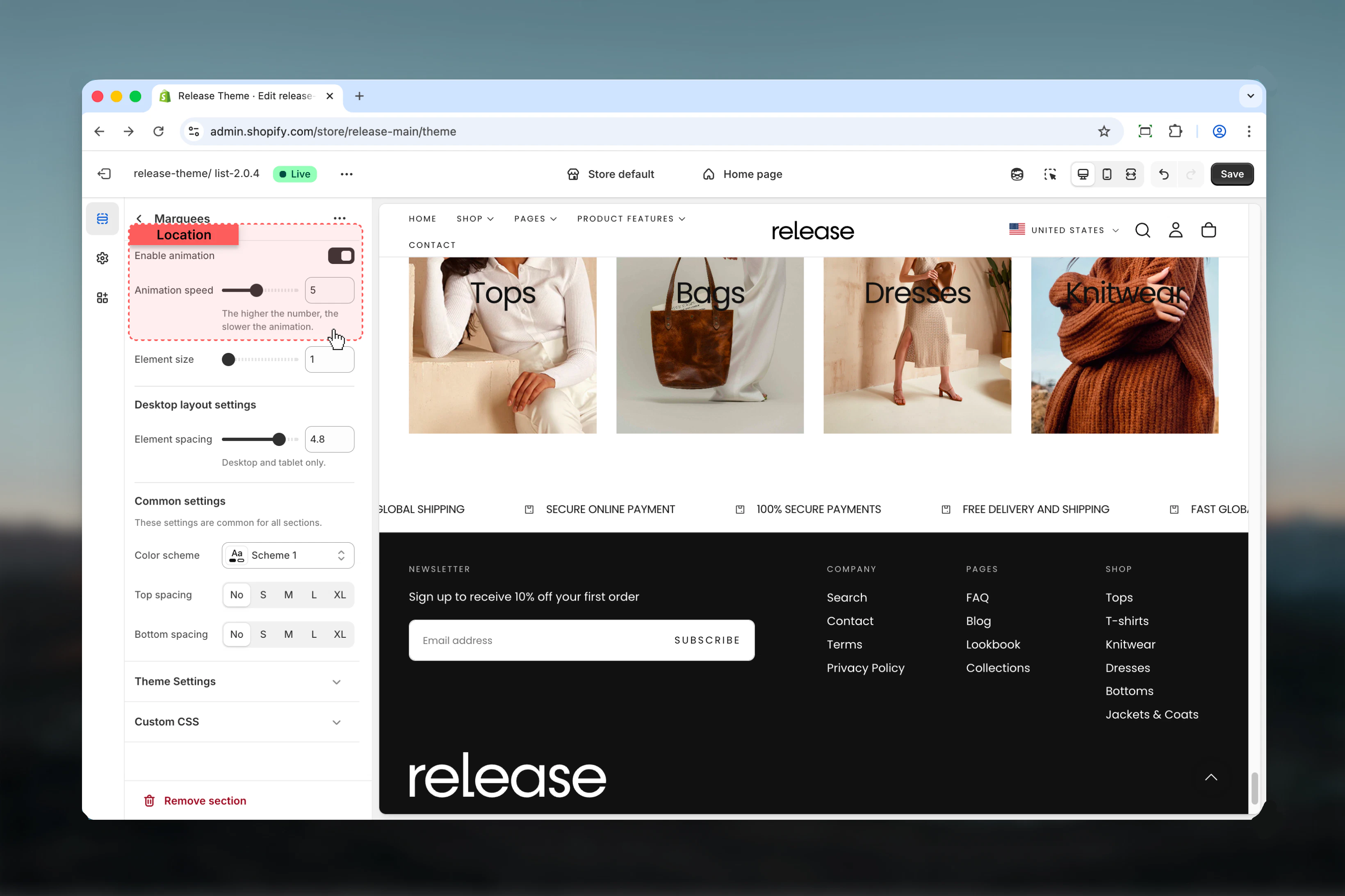 Animation configuration