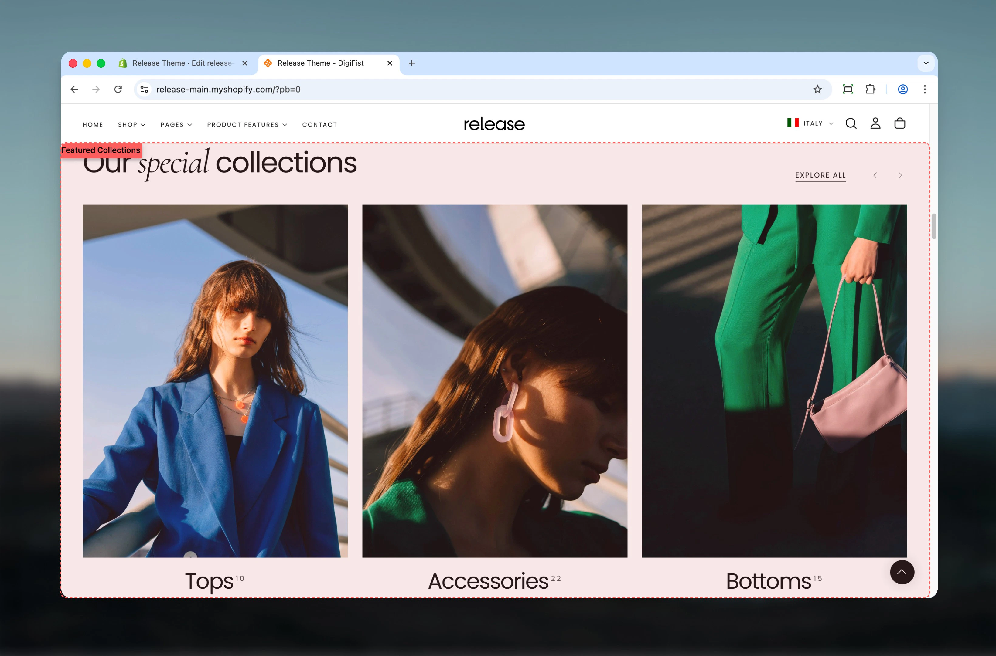 Featured Collections section overview