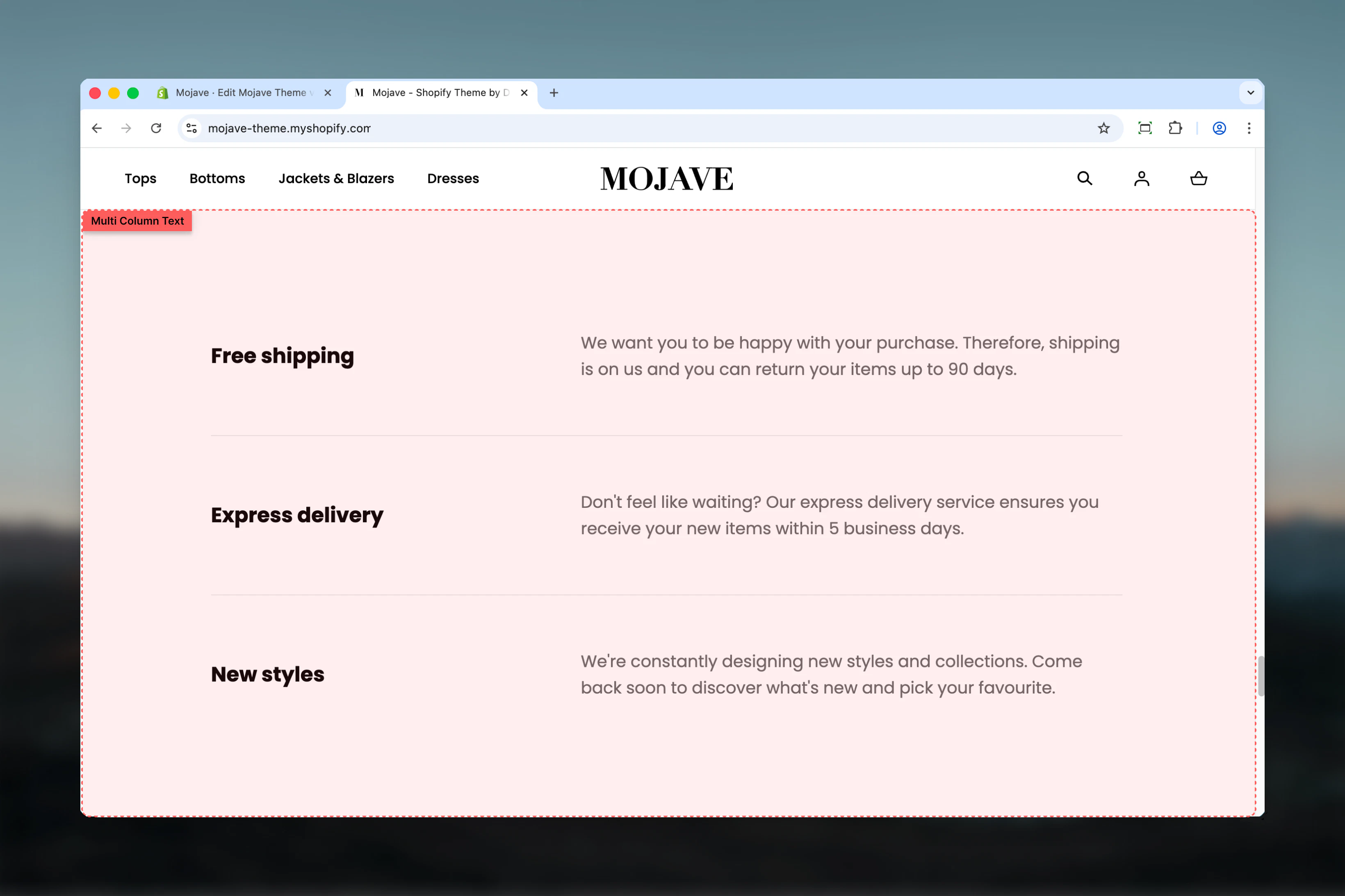 Multi Column Text Section