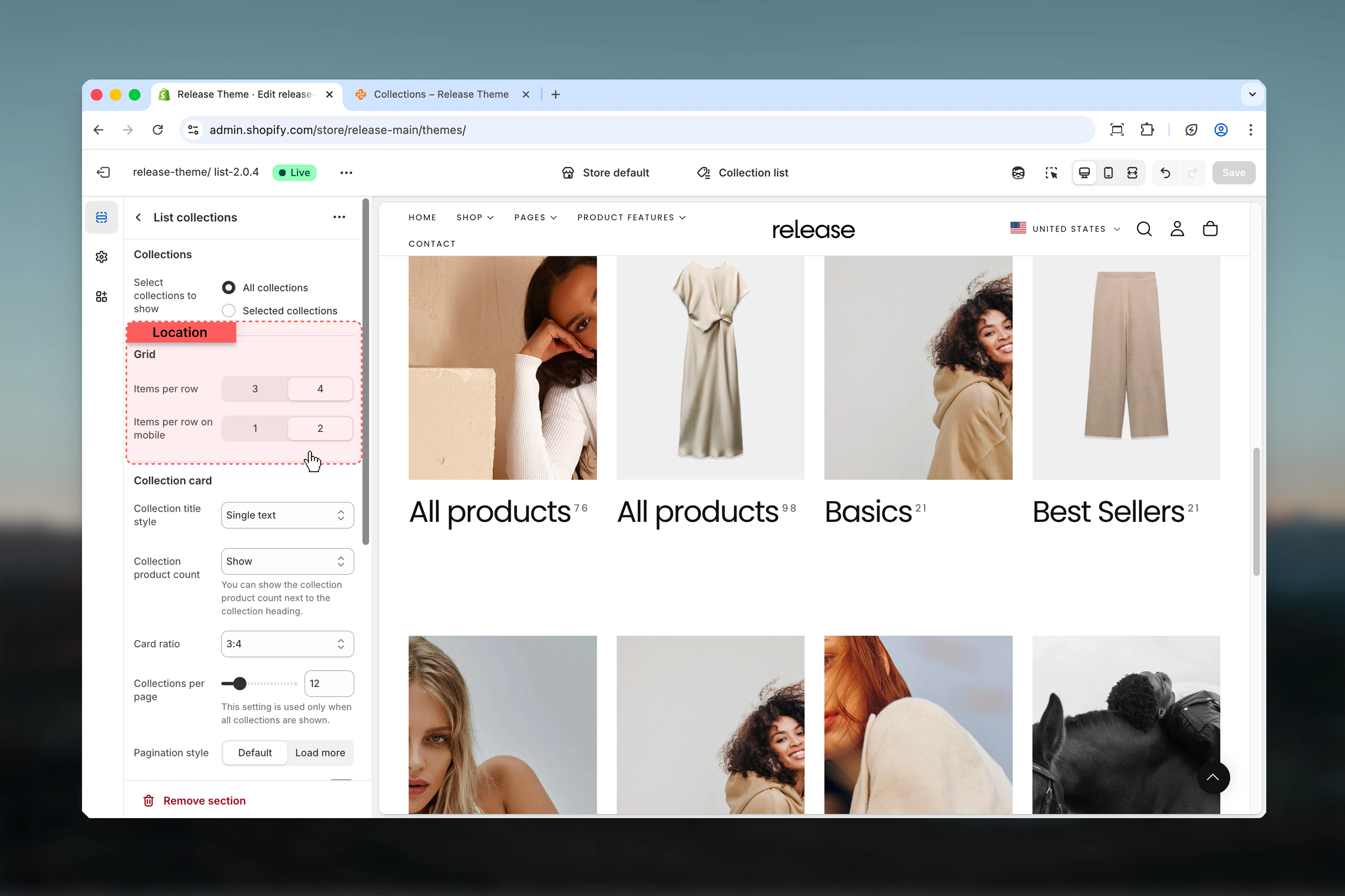 Grid layout options
