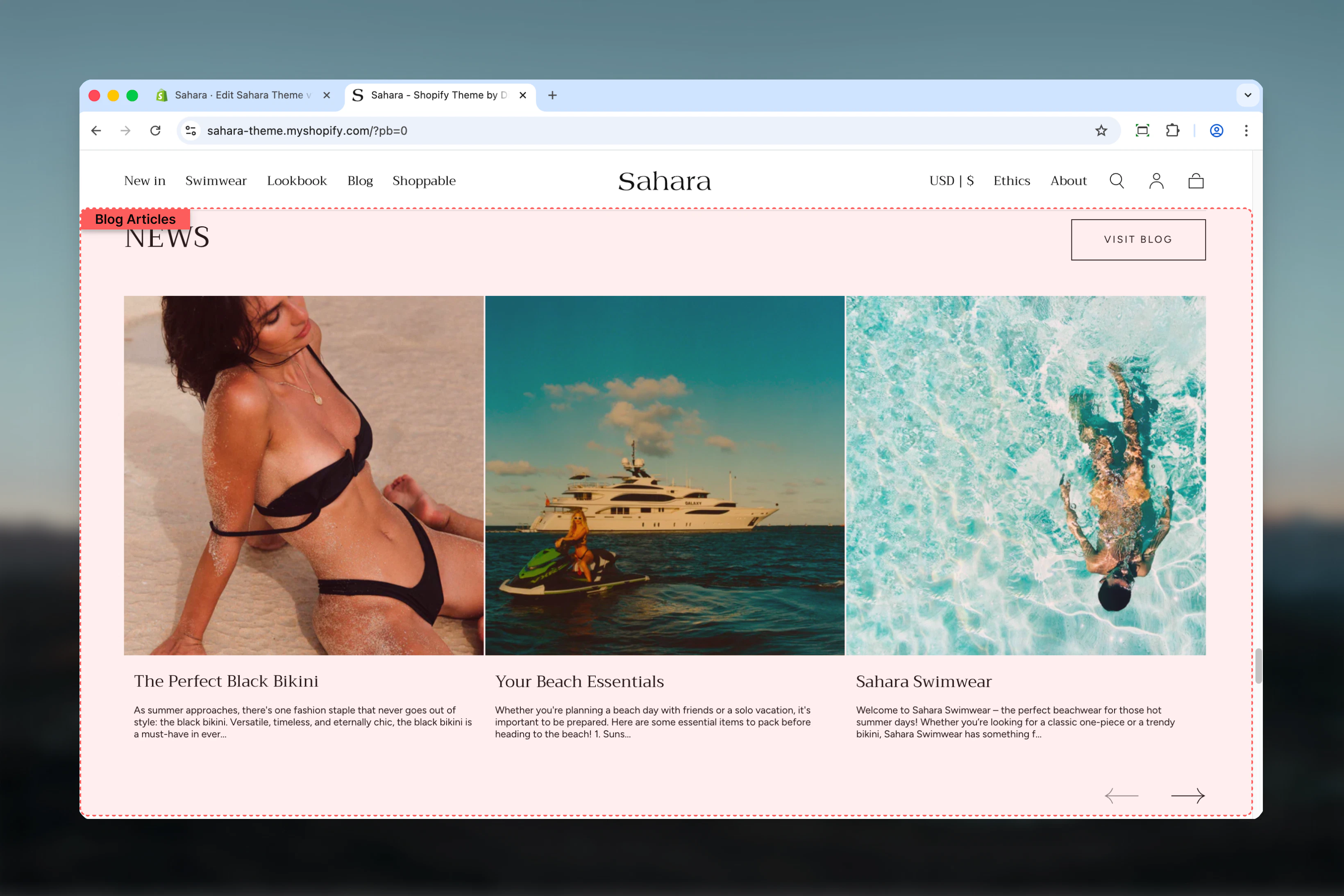 Blog articles section overview