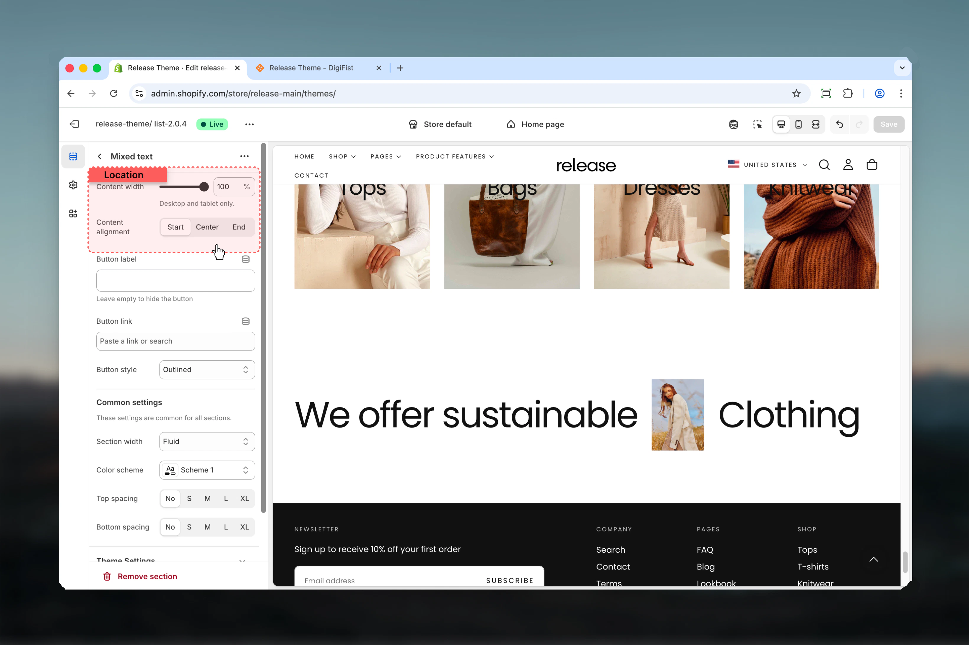 Content width and alignment
