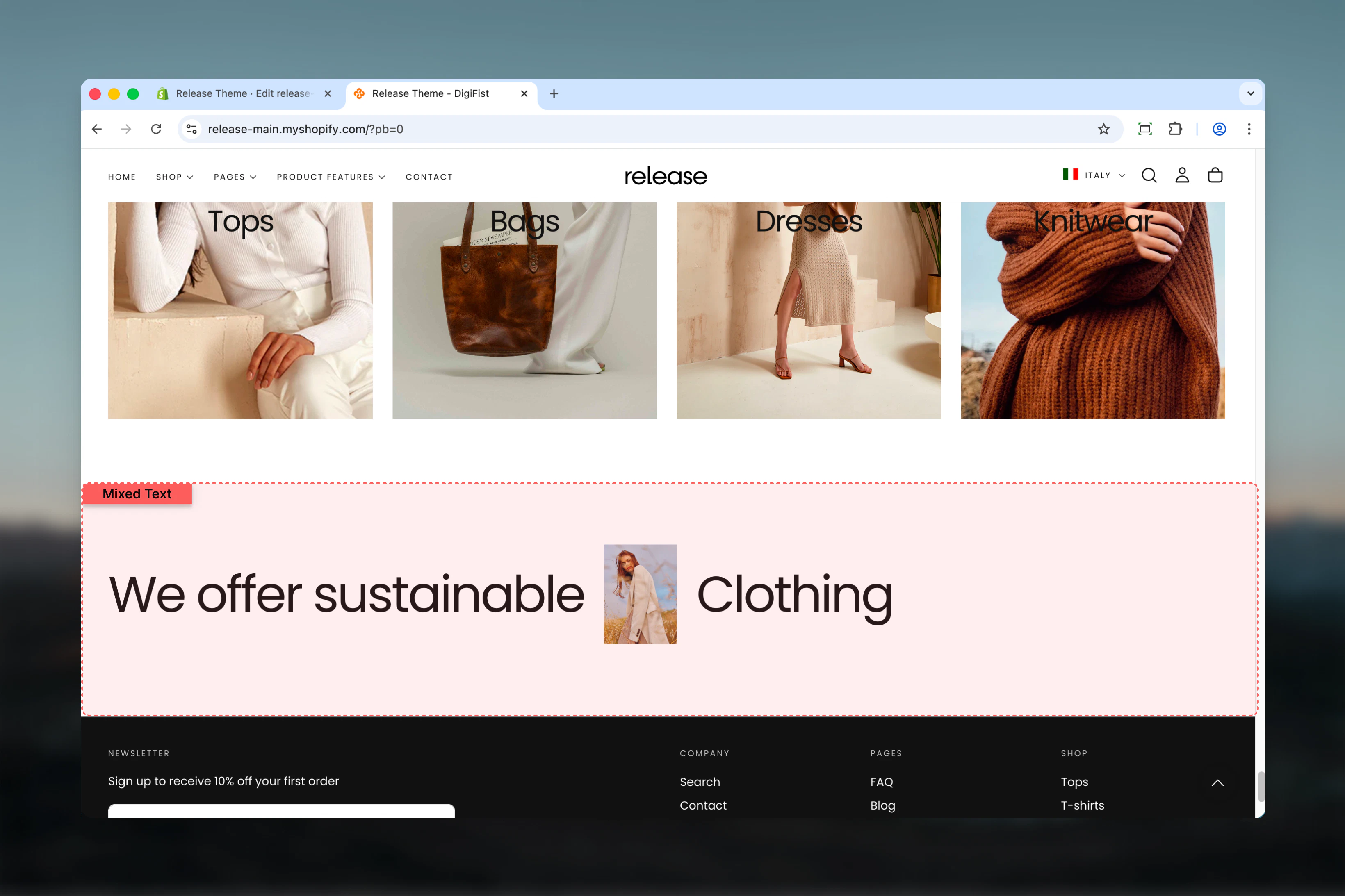 Mixed text section overview