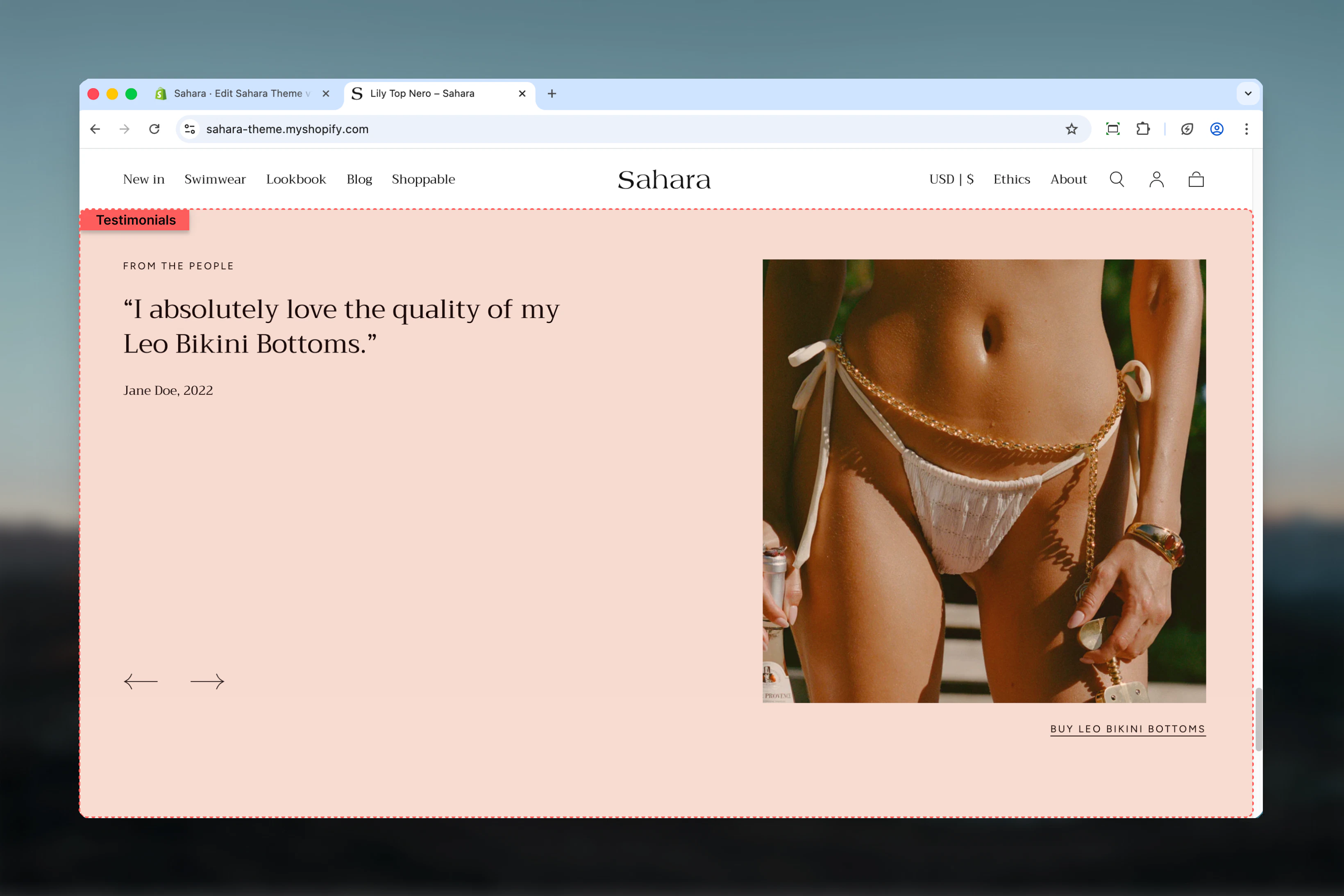 Testimonials section overview