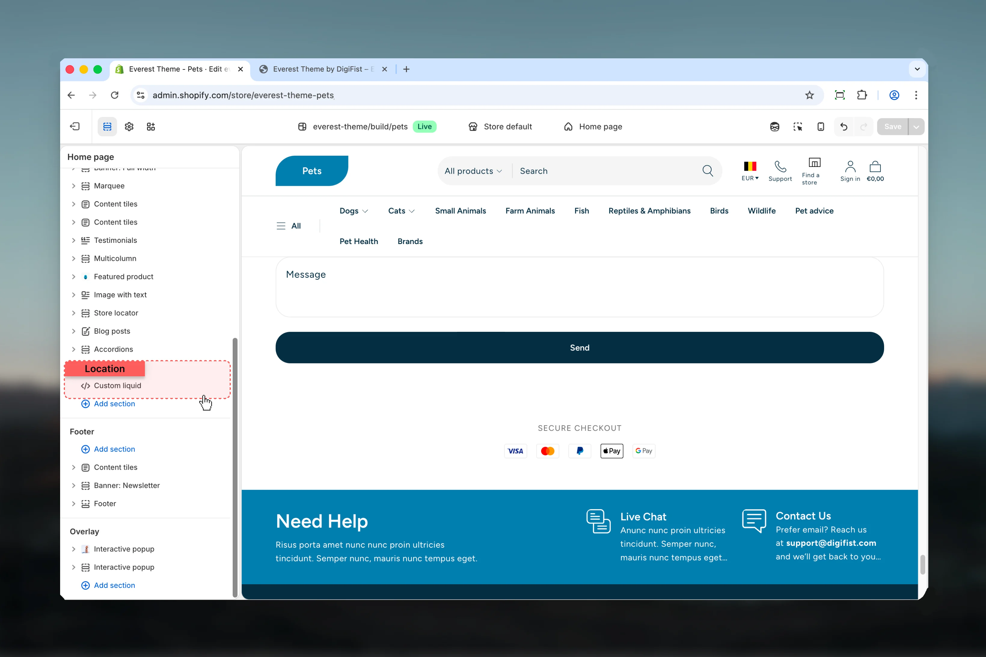 Custom Liquid location in Theme Customizer