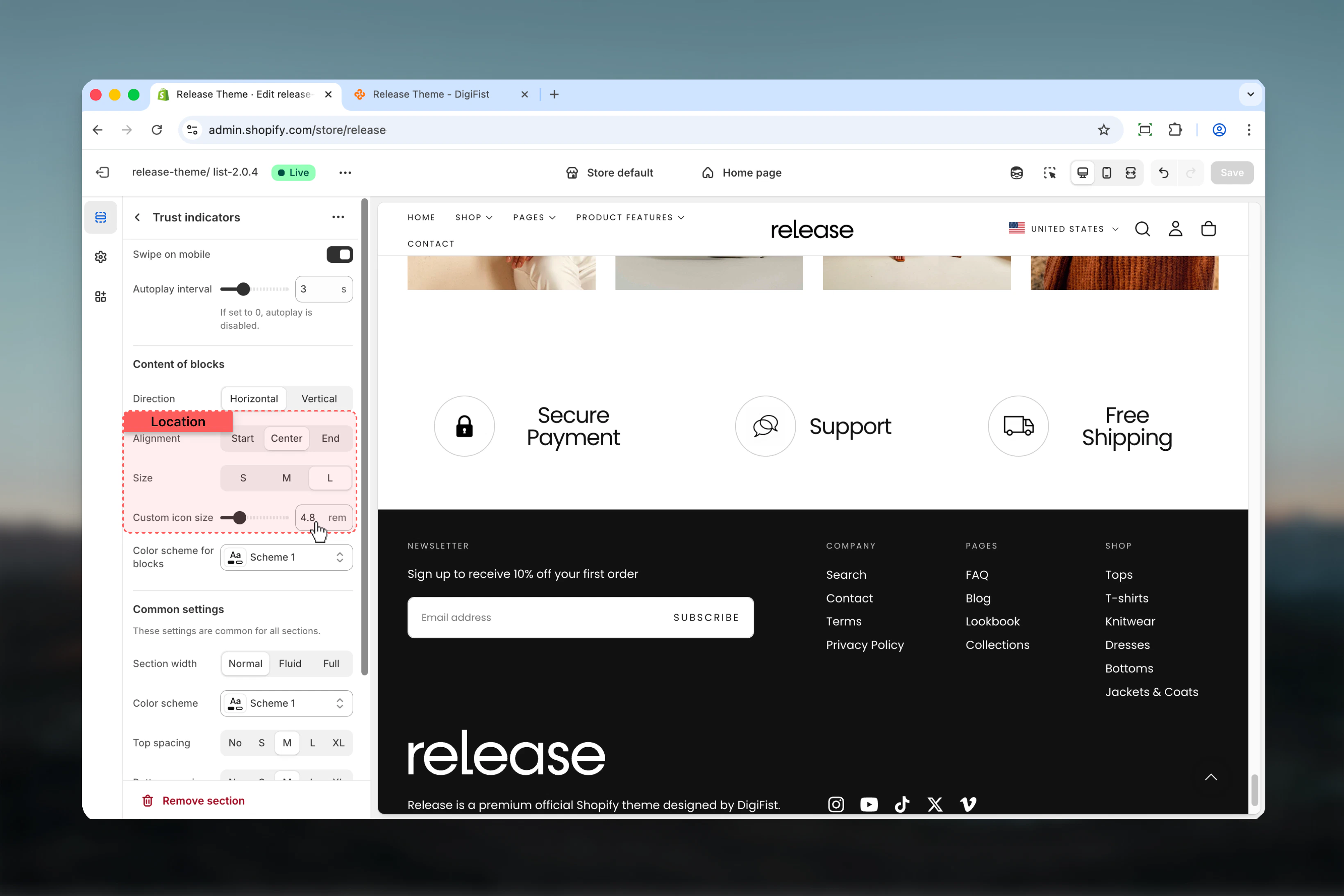 Content styling options