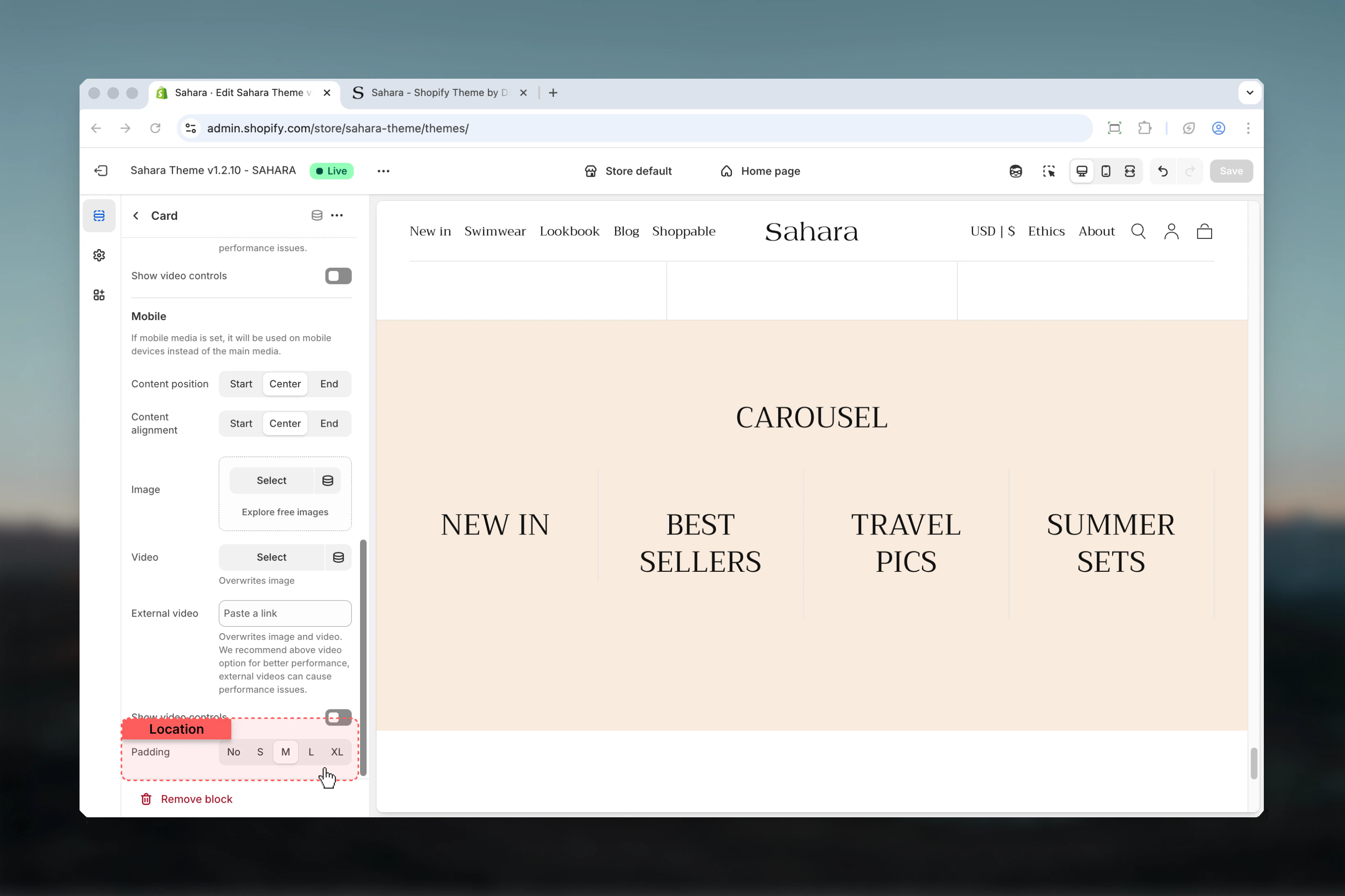 Card styling options