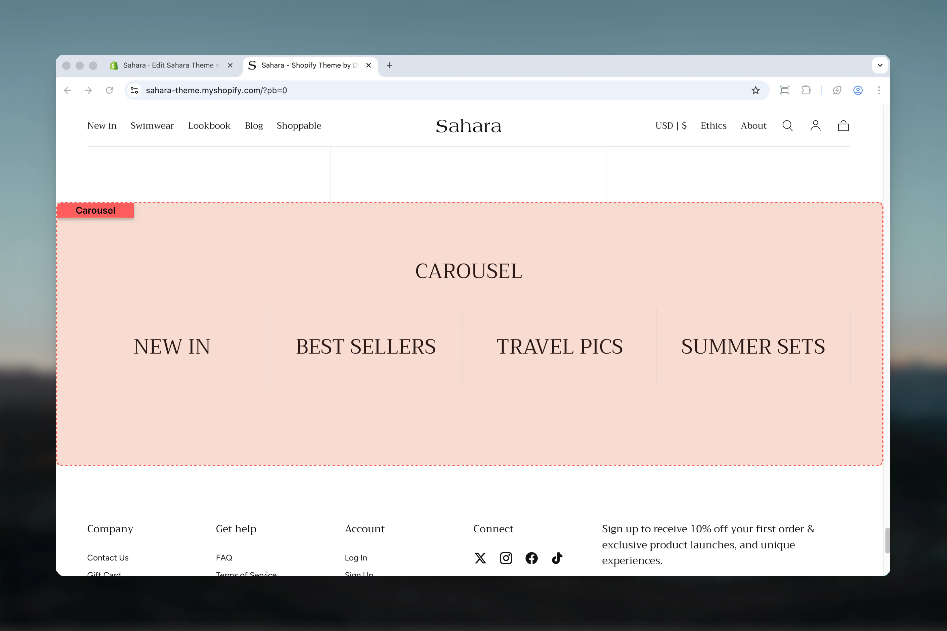 Carousel section overview