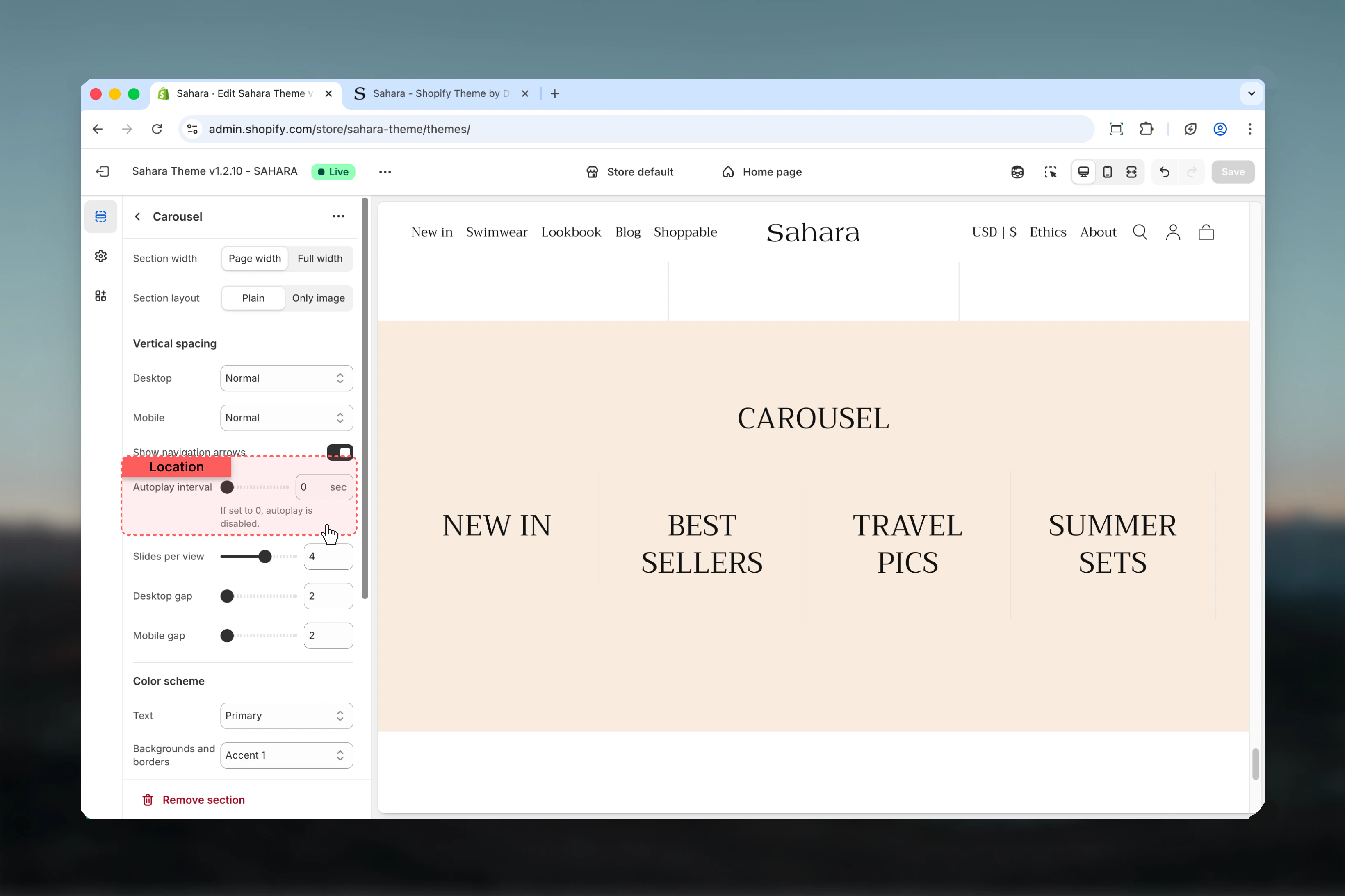 Slideshow configuration