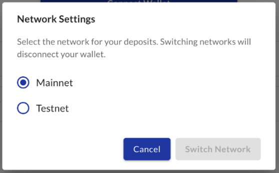 Deposit environment selection popup