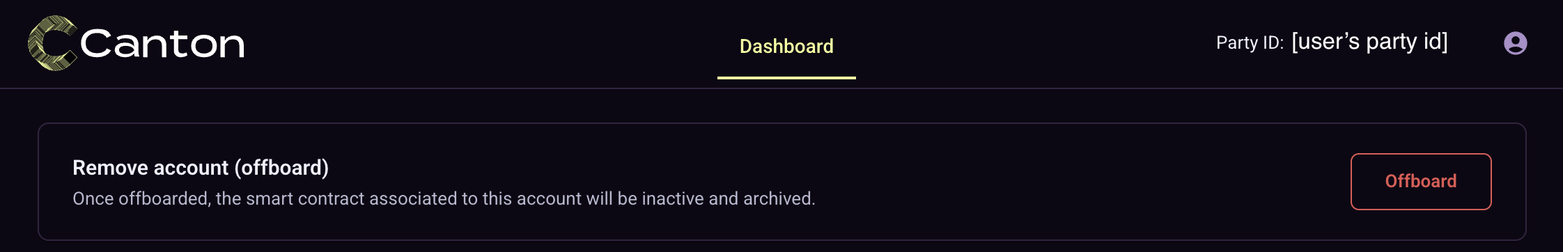 Settings page with offboarding option