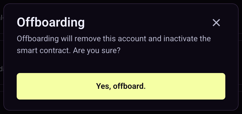 Offboarding confirmation popup