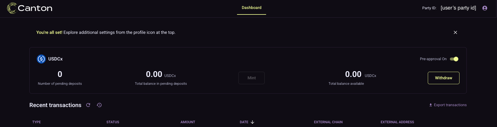 Landing page after onboarding completes