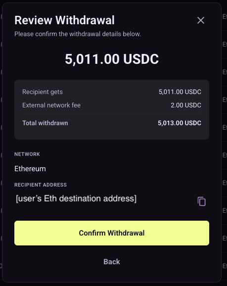 Withdrawal review popup