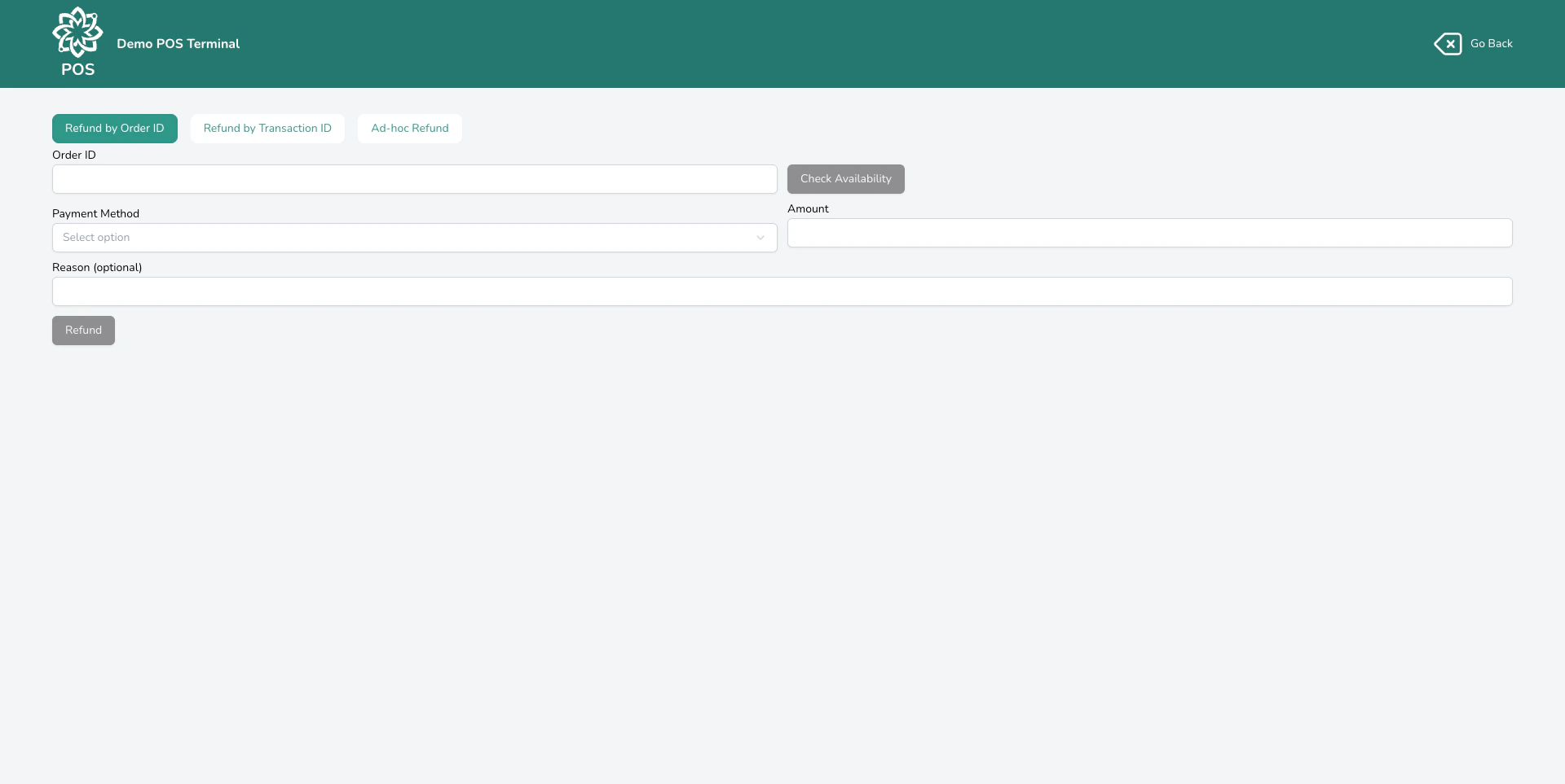 Refunds and adjustments panel showing refund options