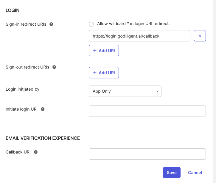 Login settings configuration