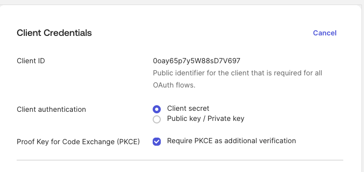 Client credentials configuration