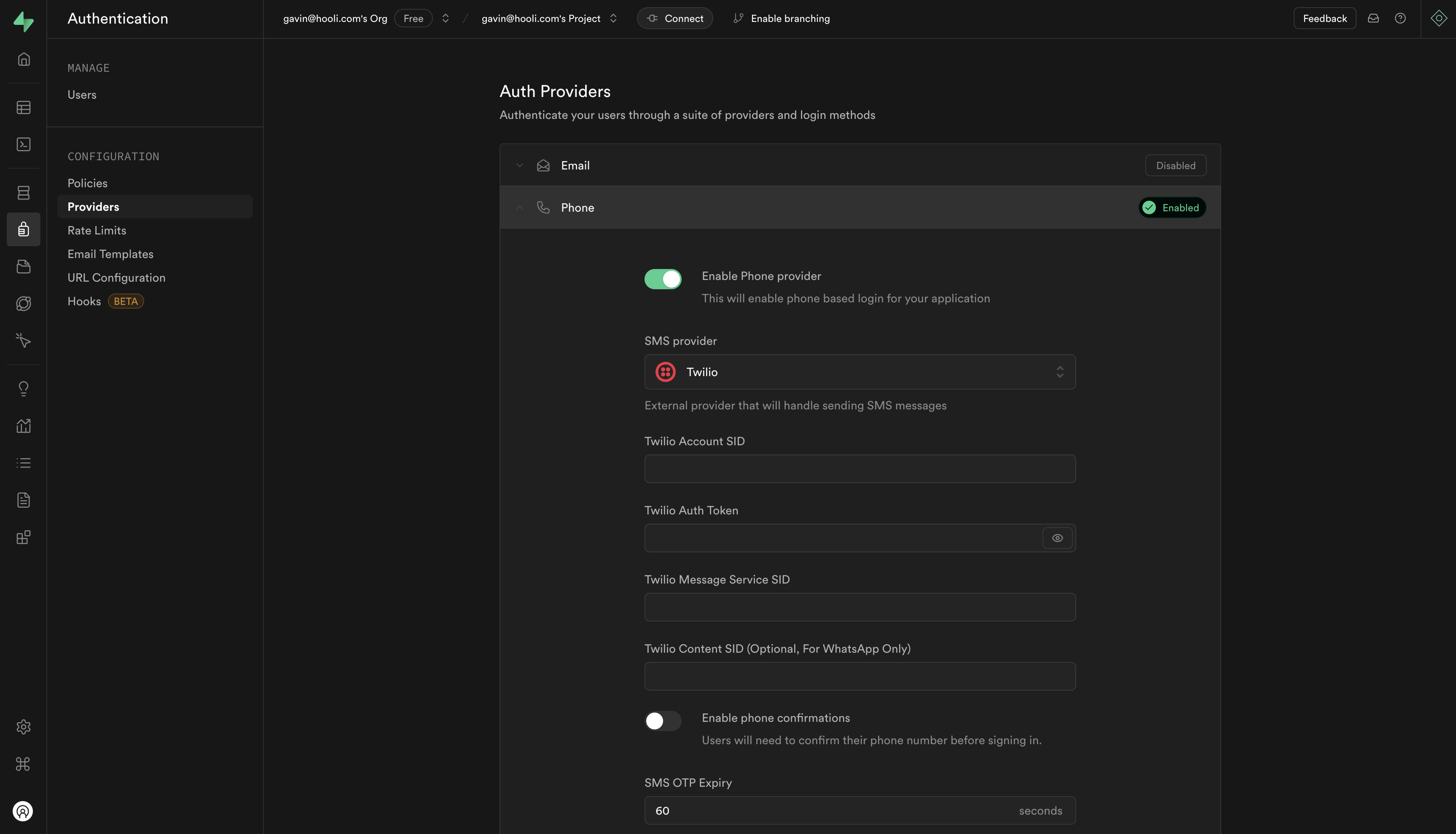 Supabase Phone Auth Verification