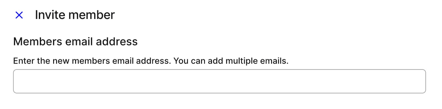 Invite member form with email address field
