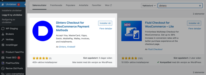 Step 1: install WooCommerce plugin