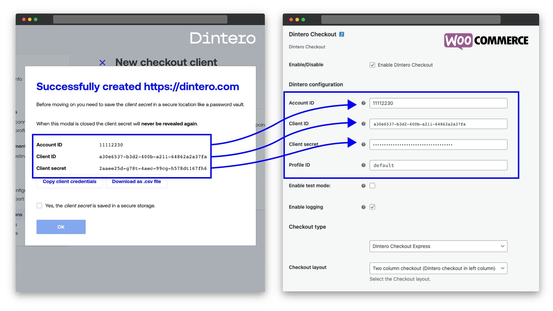 Step 2: connect Dintero account