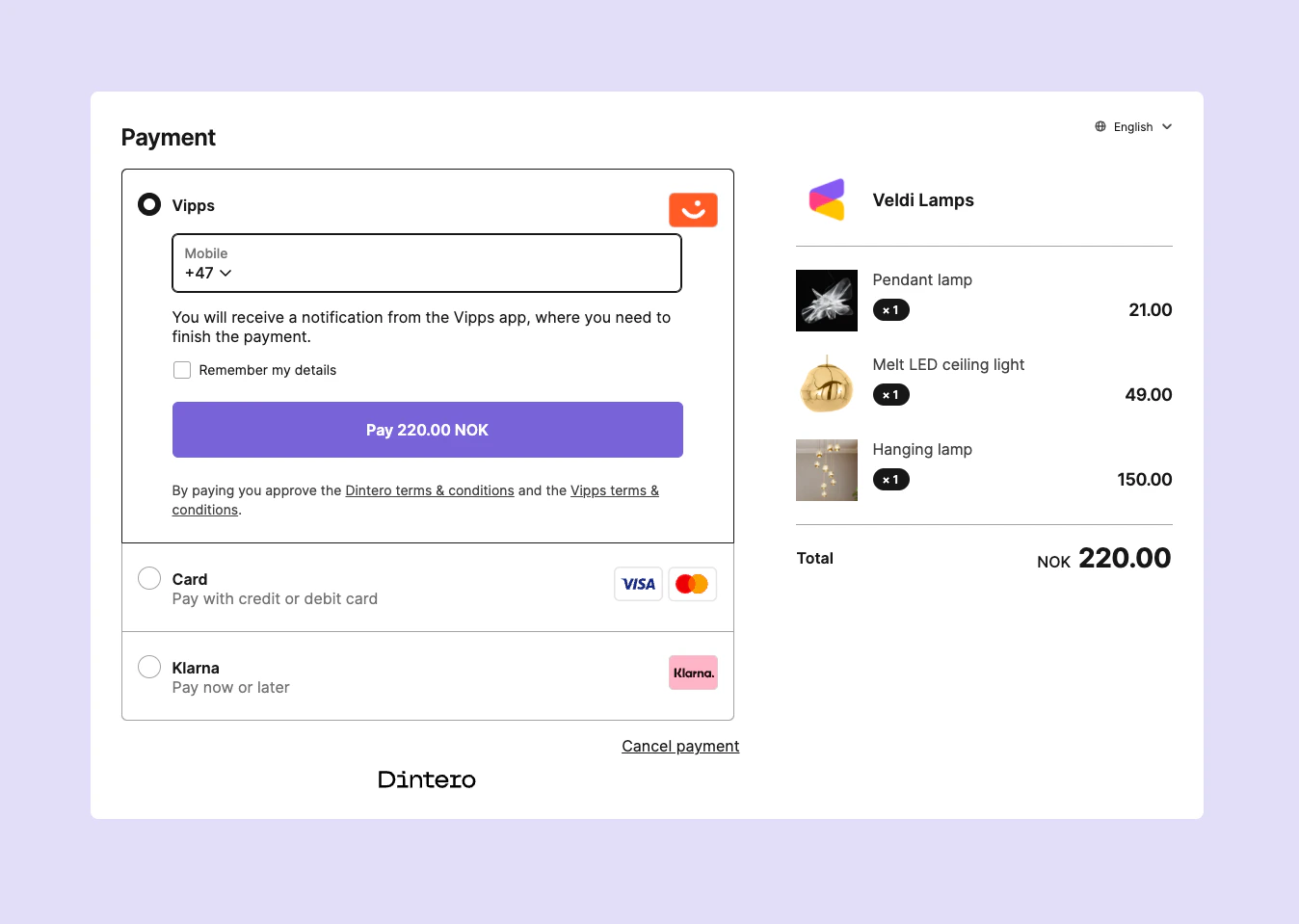 Themed checkout example