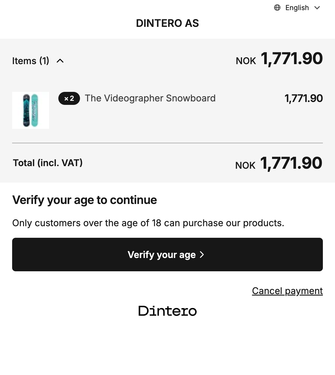 Age verification in checkout