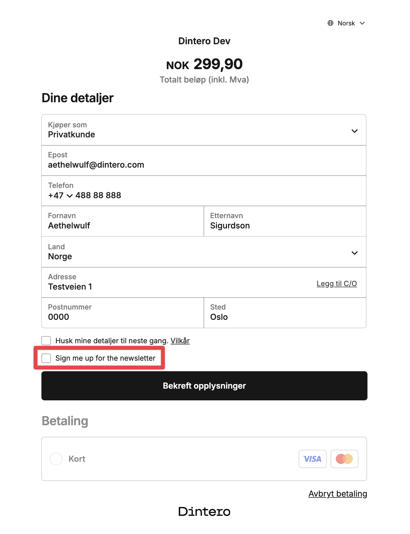 Checkout express - custom checkboxes